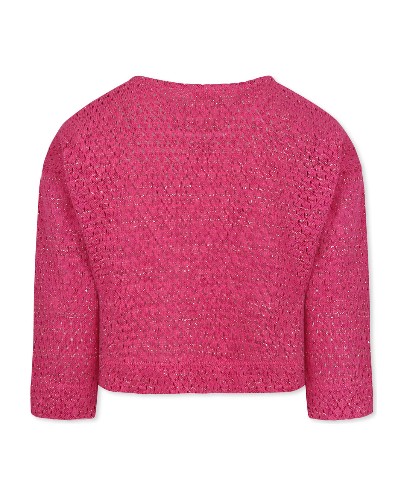 Caffe
 d
Orzo Fuchsia Crop Jumper For Girl With Gold Lurex Details - Fuchsia