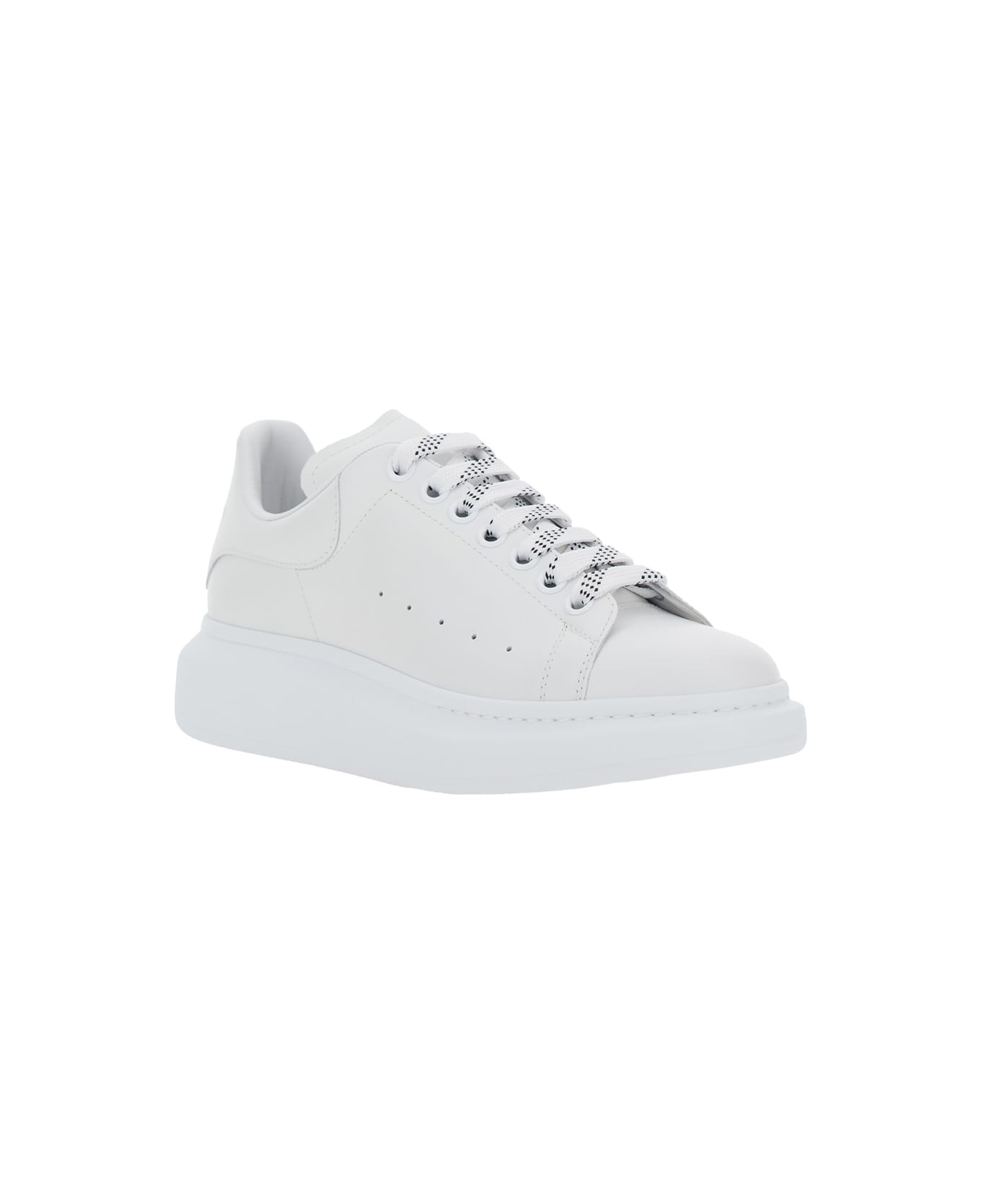 Alexander McQueen White Low Top Sneakers With Logo Lettering On Tongue And Heel In Leather Man - White