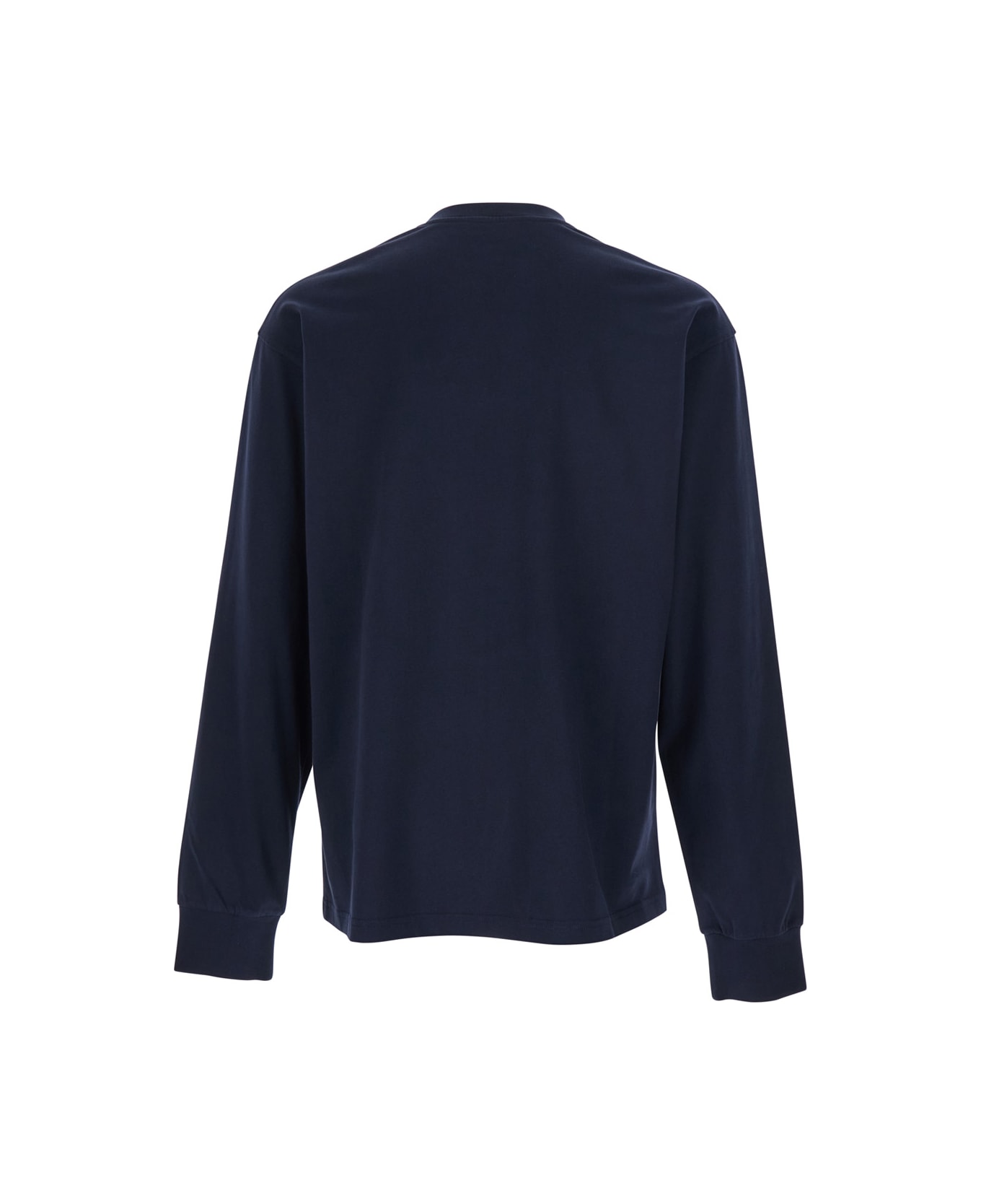 Givenchy Blue Long-sleeved T-shirt With Chest Logo Patch In Cotton Man - Blu