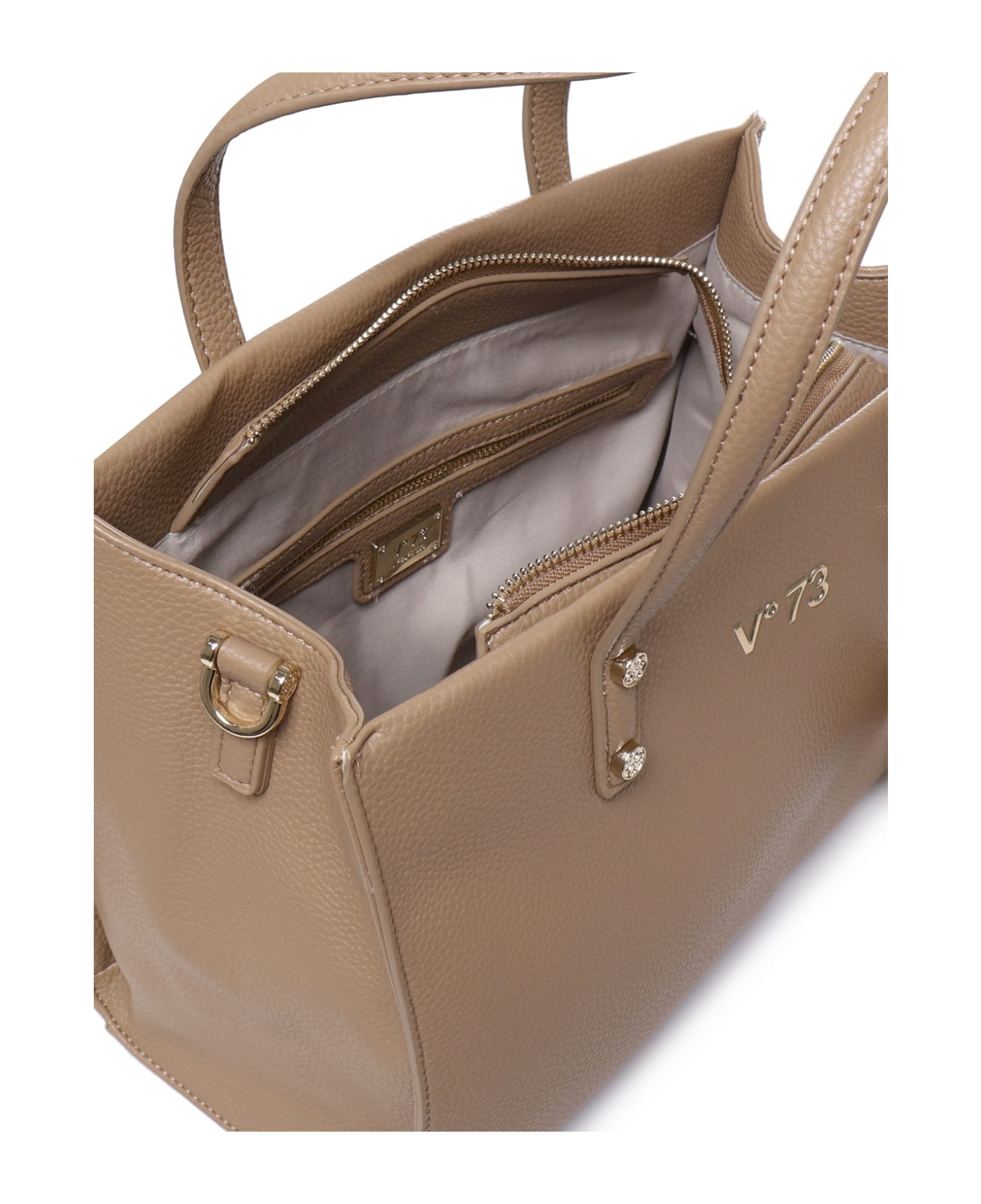 V73 Lara Tote Bag With Logo - Beige