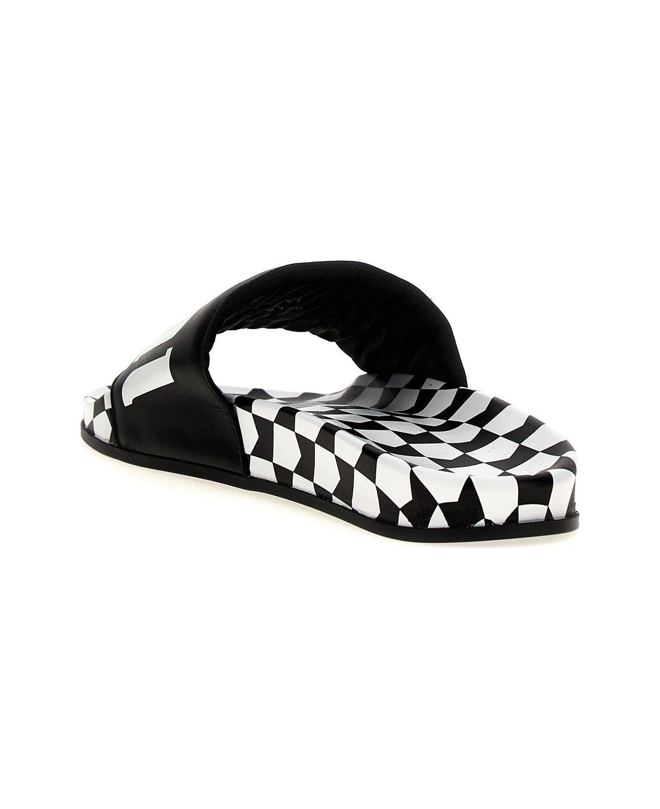 Rhude Logo Printed Checked Slides - Black