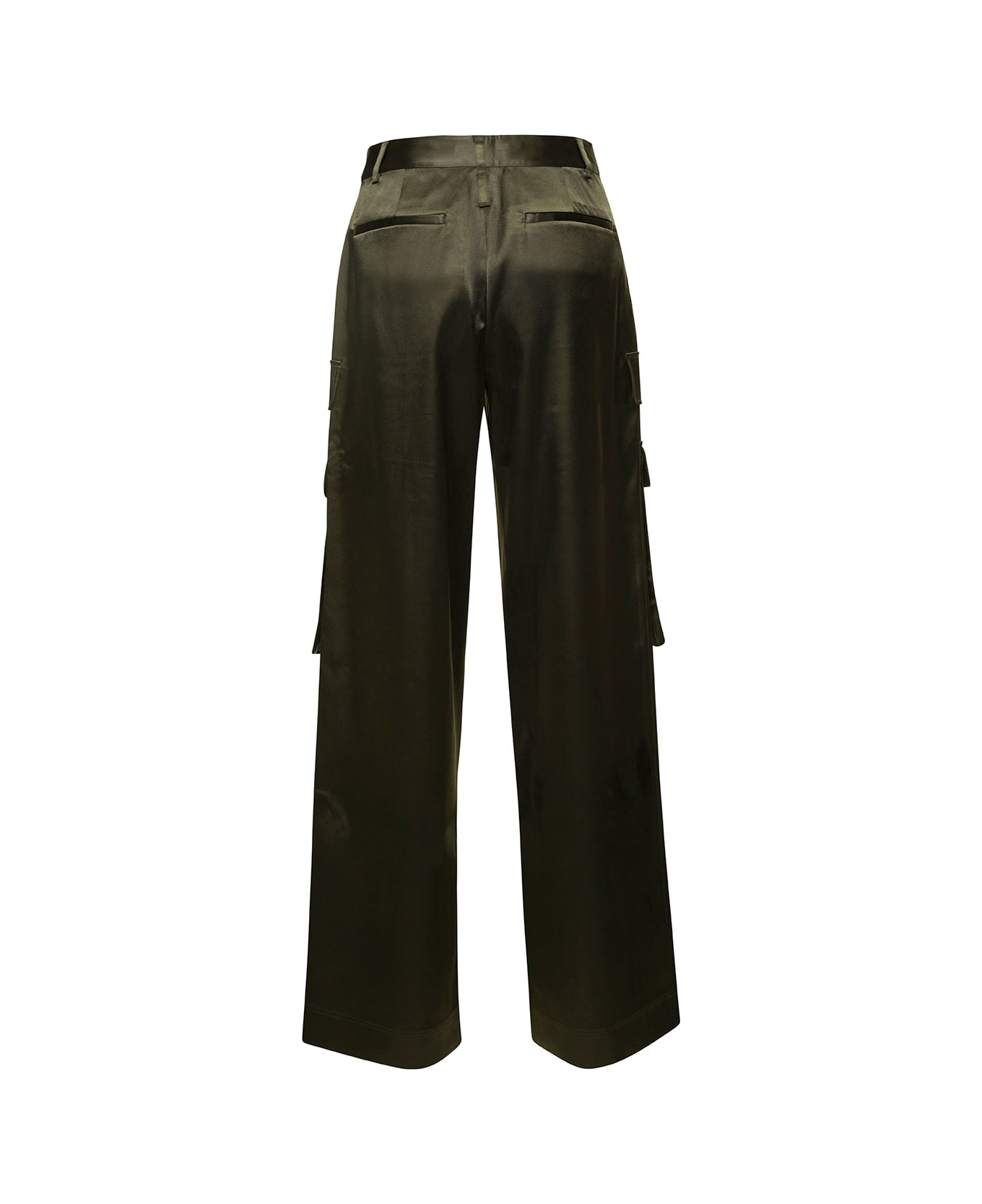 Frame Green Relaxed Straight Cargo Pants In Polyester Woman - Green