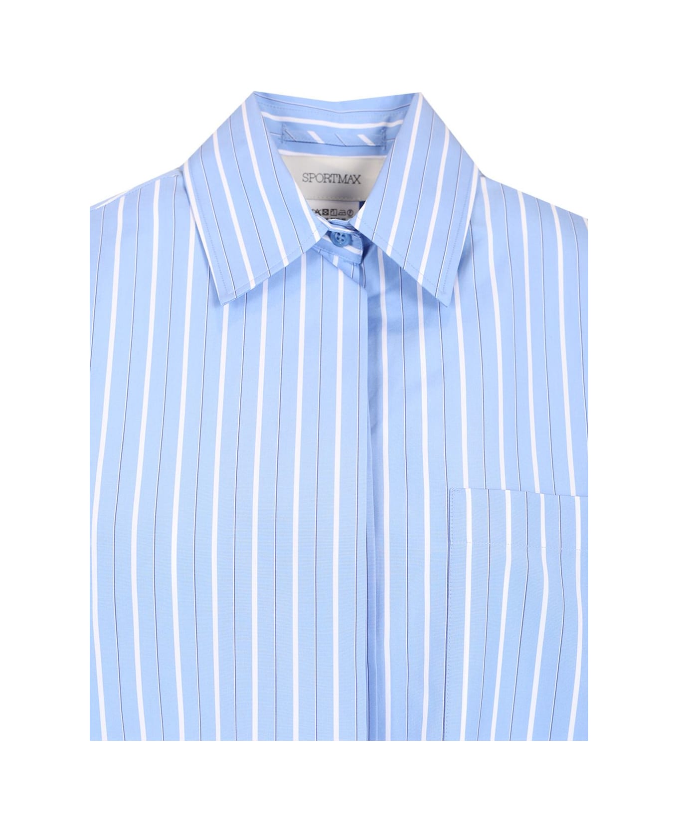SportMax Striped Cotton Poplin Shirt - BABY BLUE