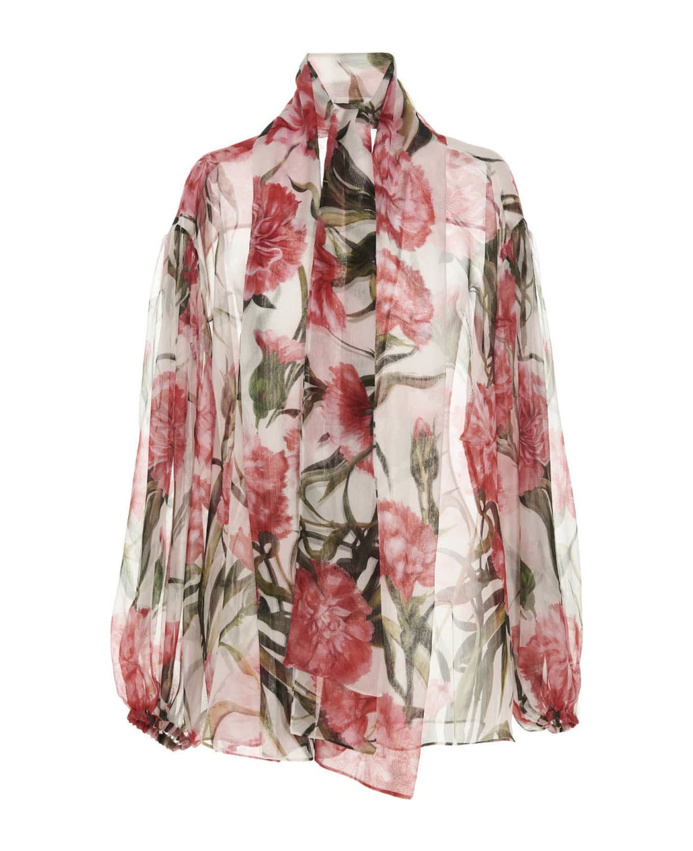 Dolce & Gabbana Carnation Chiffon Shirt - Vl Bco Rosso