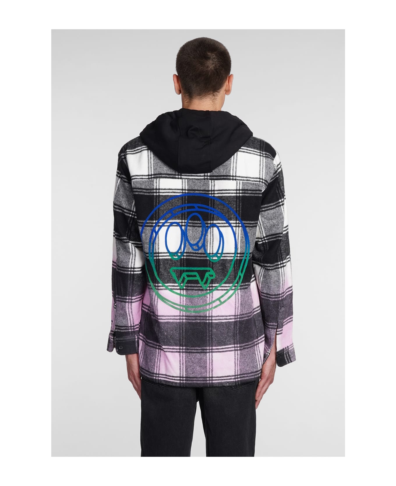 Barrow Flannel Shirt With Hood And Checked Pattern - Black
