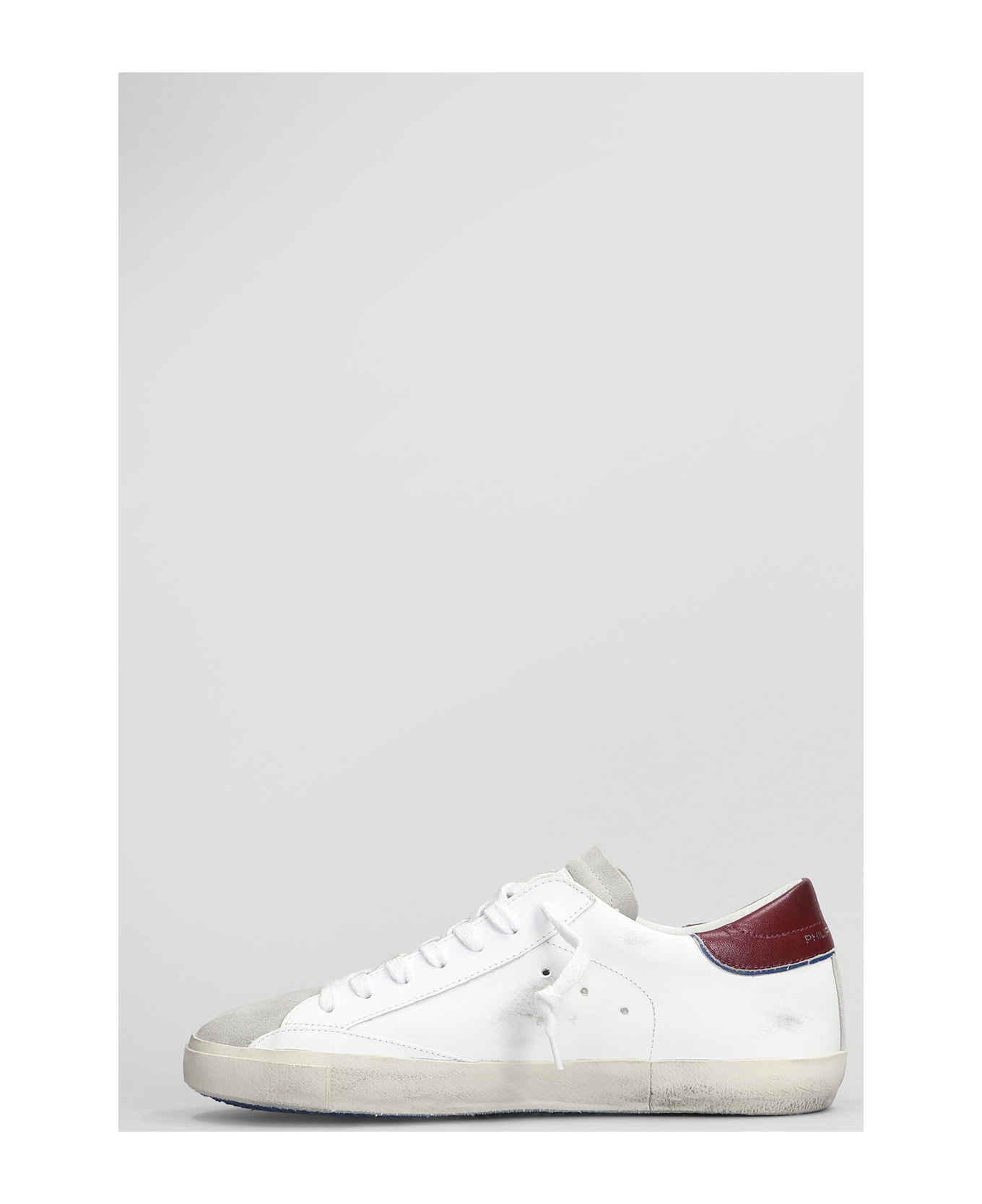 Philippe Model Prsx Low Sneakers In White Suede And Leather - white