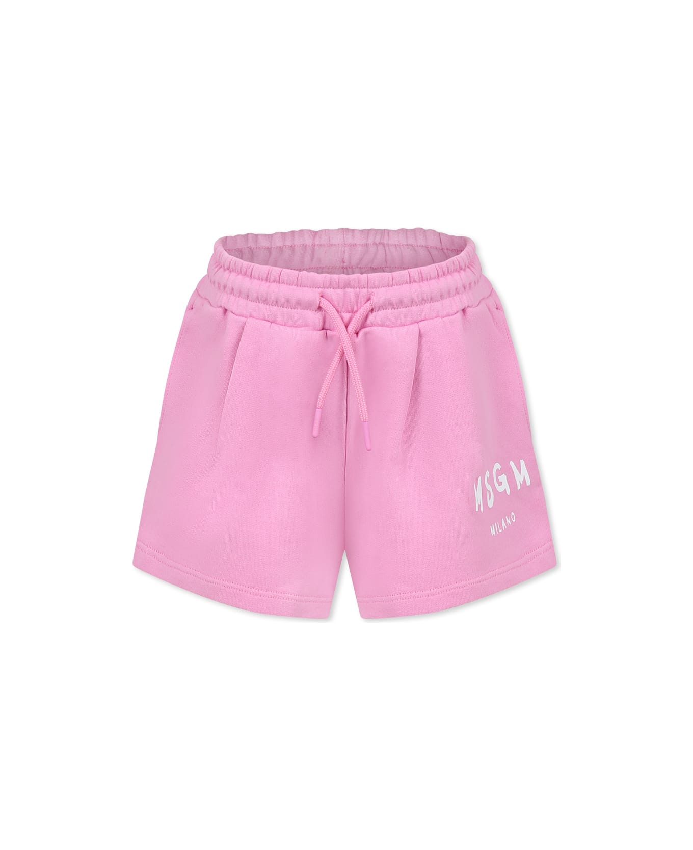MSGM Pink Shorts For Girl With Logo - Pink