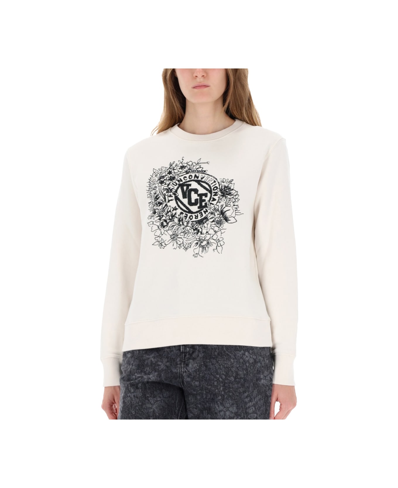 Golden Goose Sweatshirt With Embroidery - WHITE