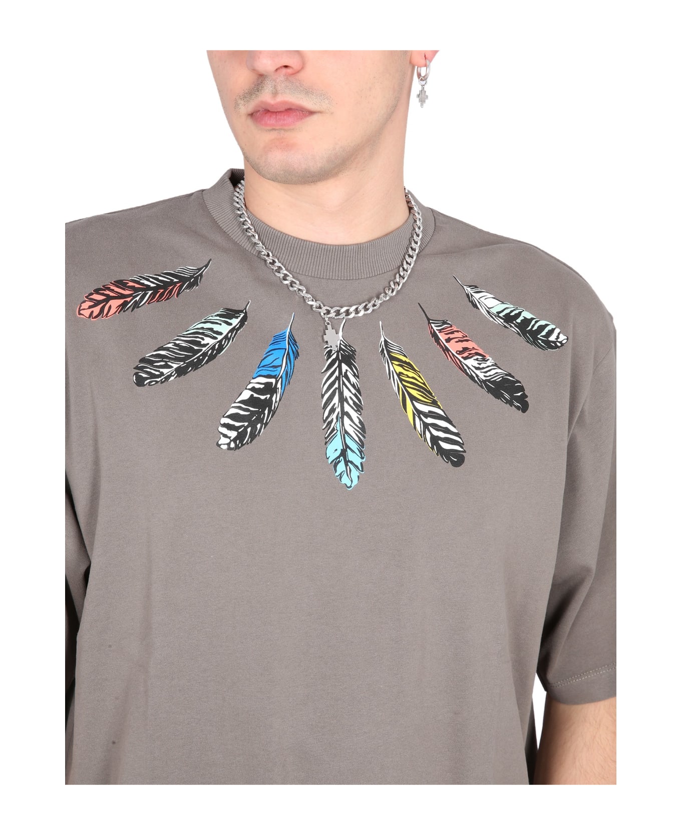 Marcelo Burlon T-shirt Collar Feathers - grey