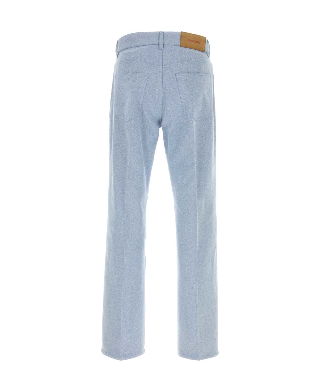 Ferragamo Light-blue Oxford Pant - BLUEECRU