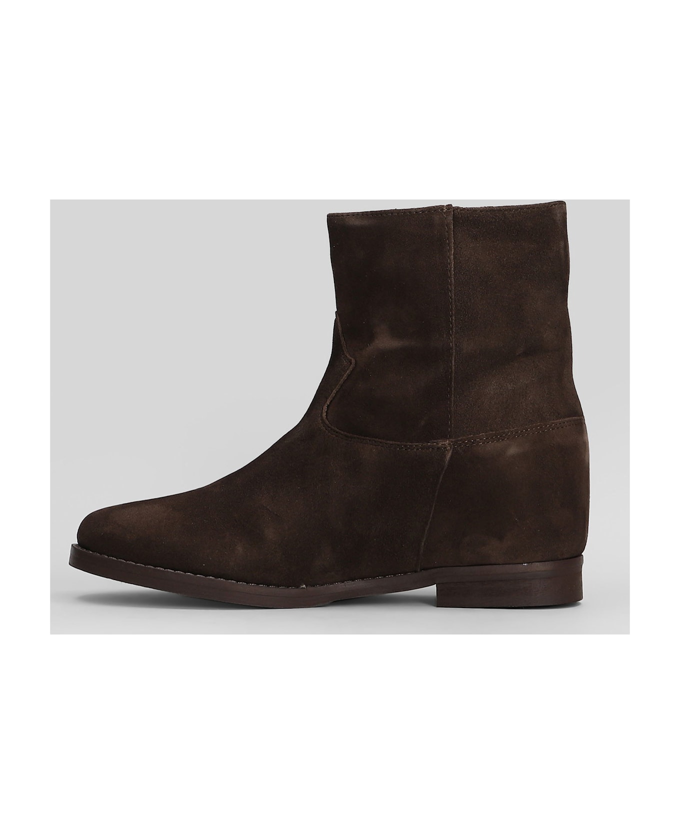 Julie Dee Ankle Boots Inside Wedge In Dark Brown Suede - dark brown