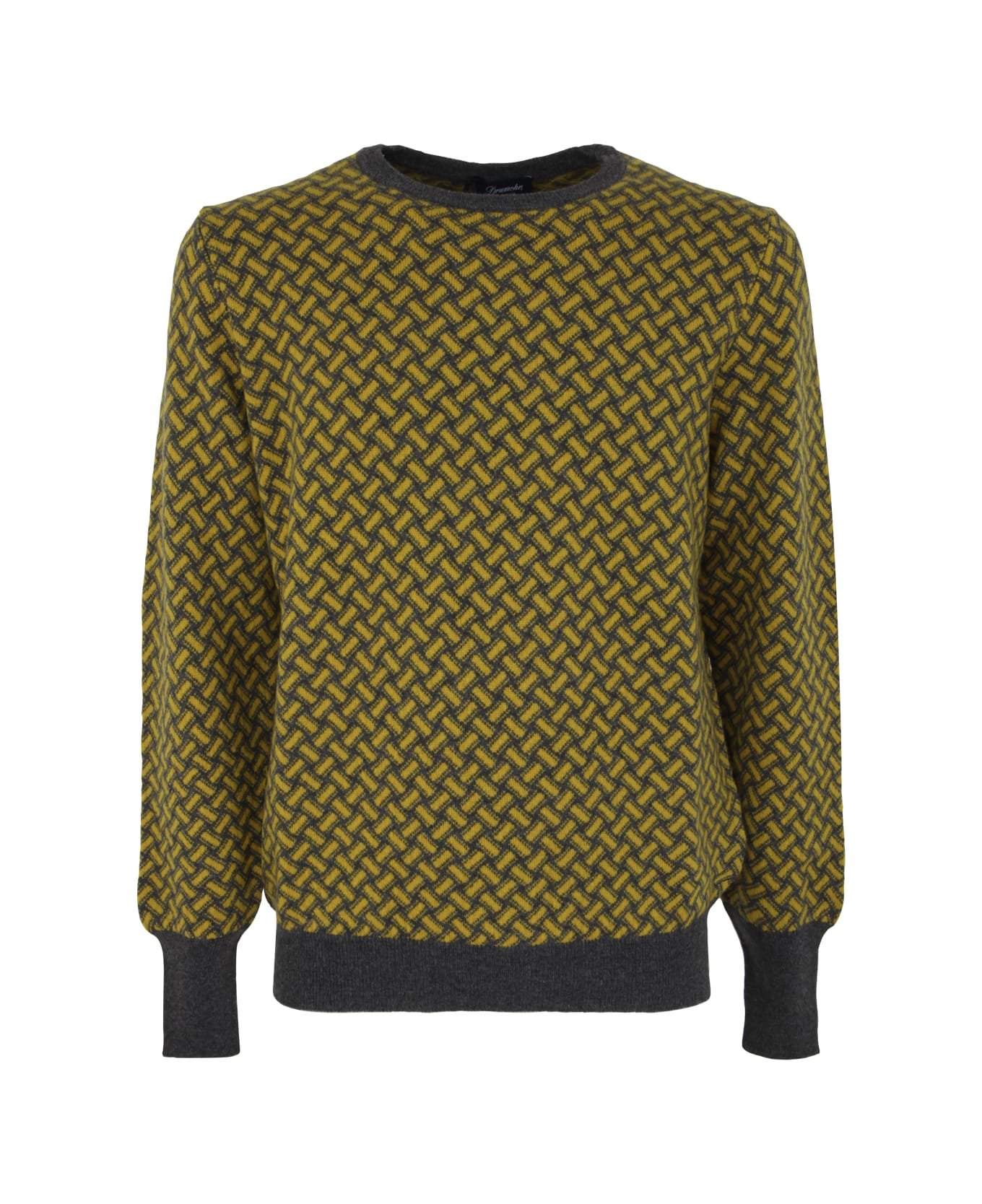 Drumohr Long Sleeve Crew Neck Sweater - Yellow Grey