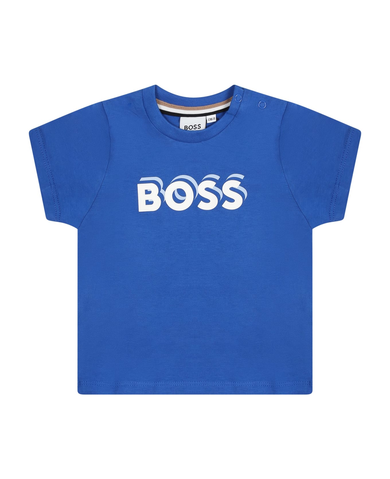 Hugo Boss Light Blue T-shirt For Baby Boy With Logo - Light Blue