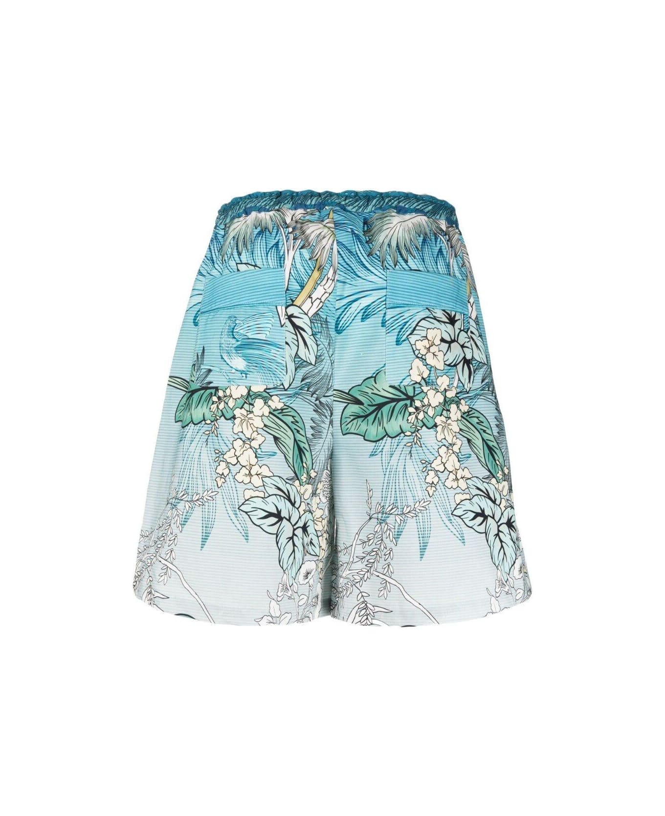 For Restless Sleepers Graphic Print Shorts - Clear Blue