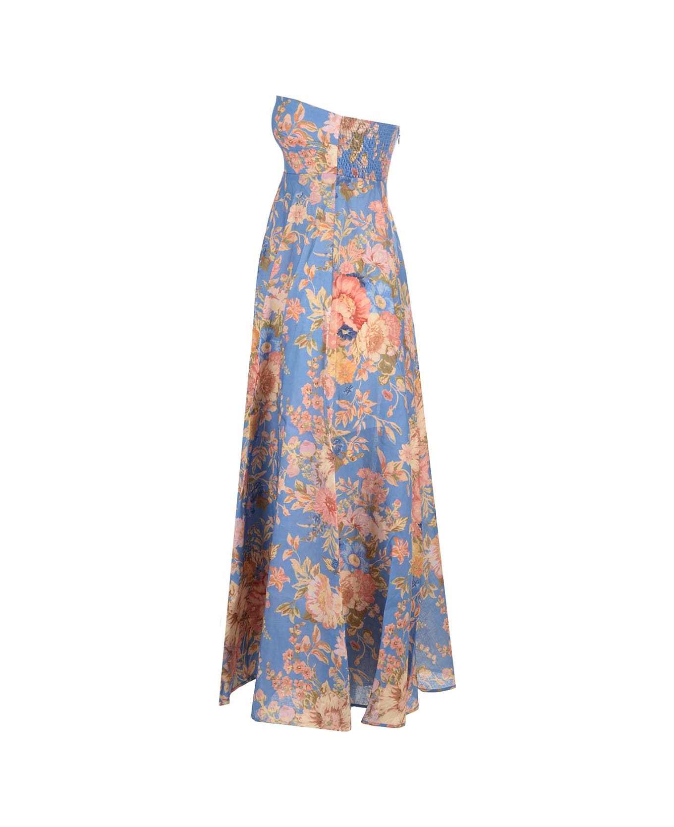 Zimmermann 'august' Midi Bandeau Dress - Dusty Blue Floral