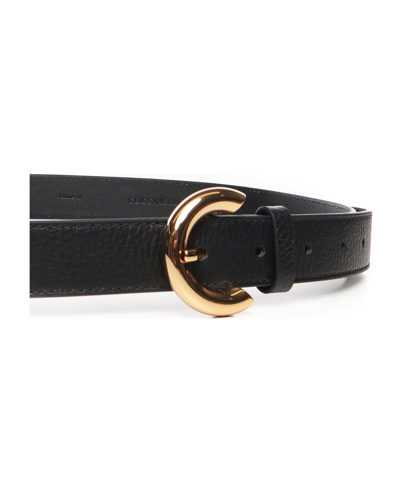Coccinelle Leather Belt With Grain - Black