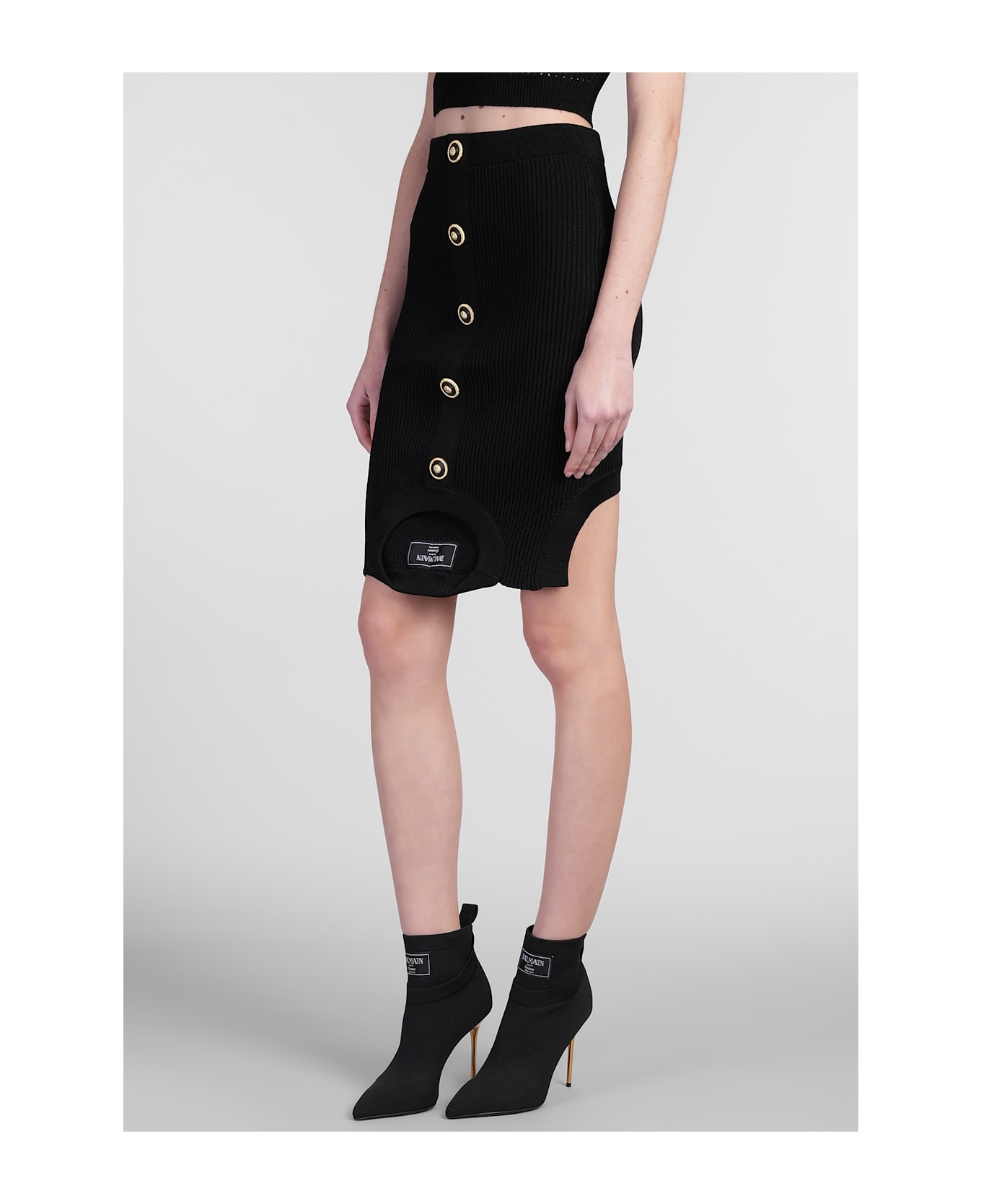 Balmain Skirt In Black Viscose - black