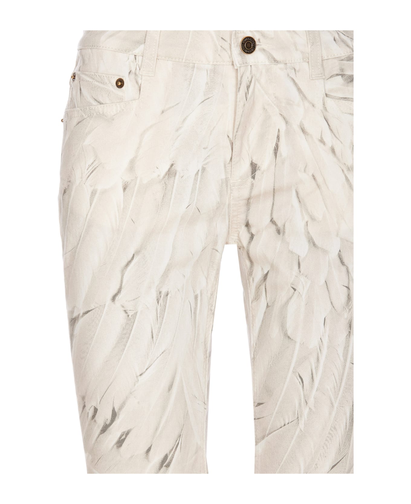 Roberto Cavalli Ice Feathers Print Jeans - Grey