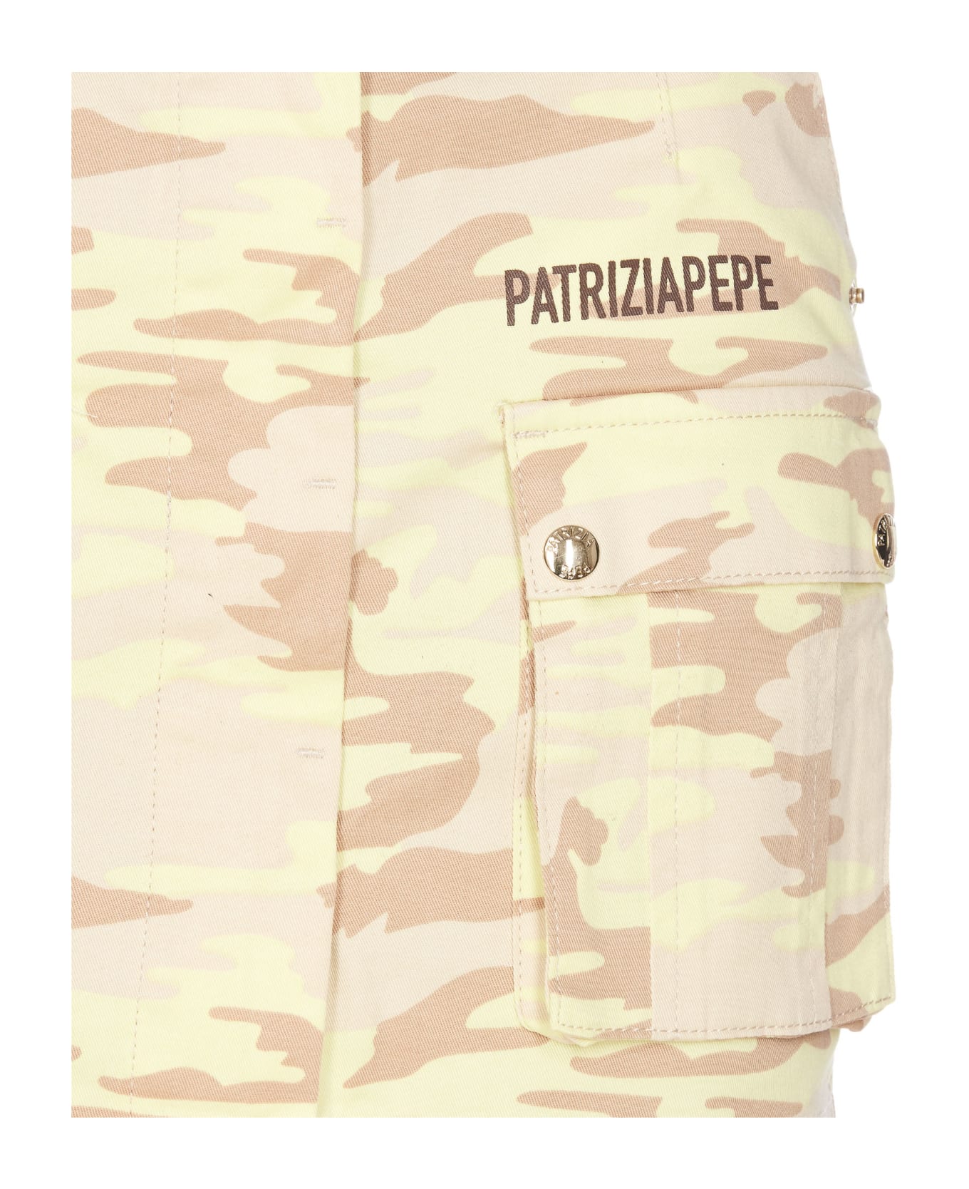 Patrizia Pepe Camou Logo Denim Skirt - Beige スカート