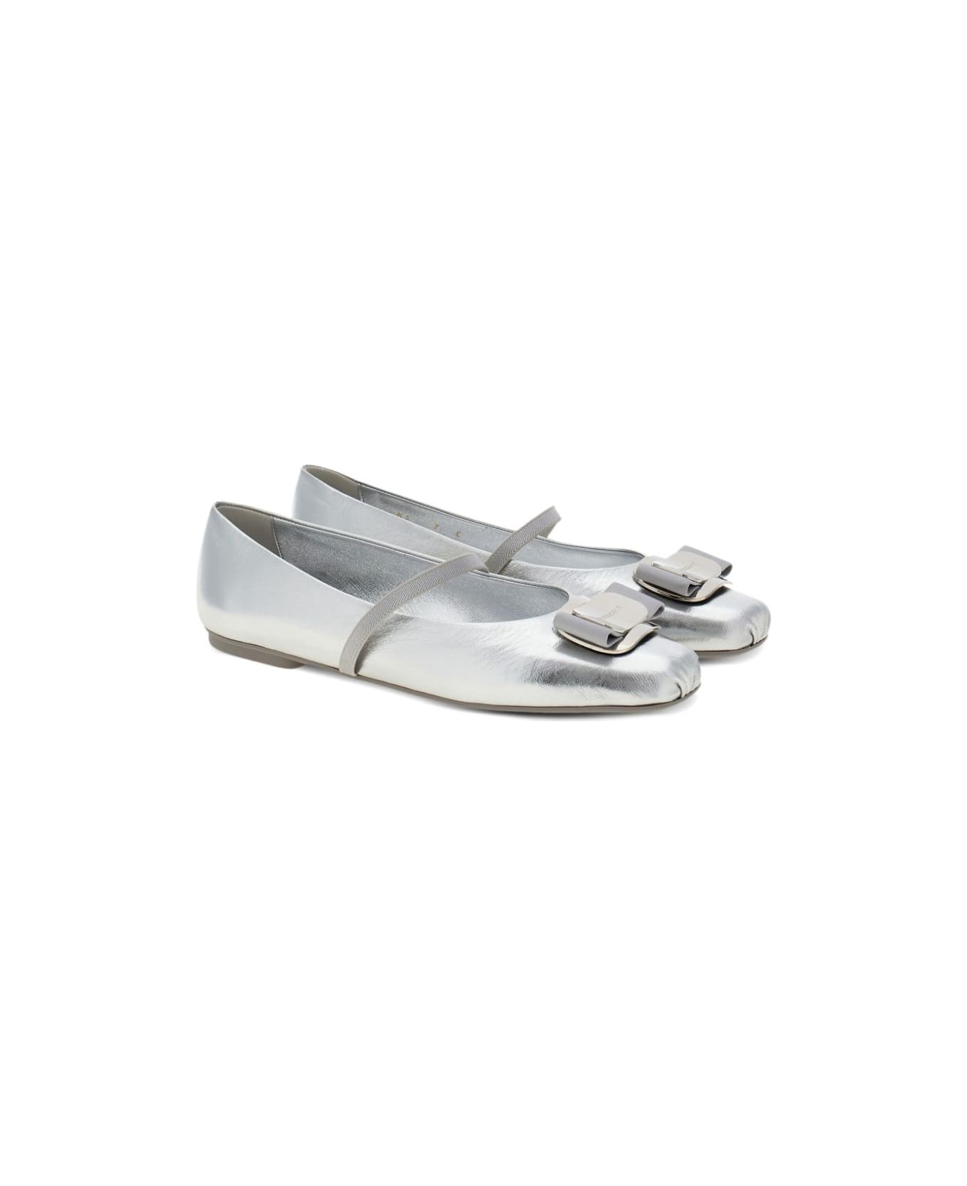 Ferragamo New Vara Ballet Flats - Silver