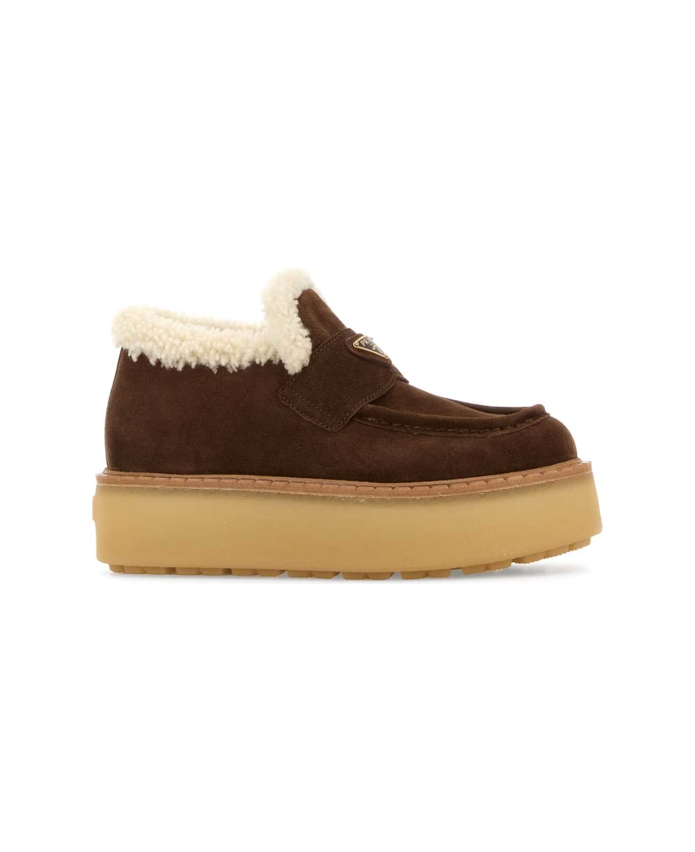 Prada Brown Suede Loafers - CACAO