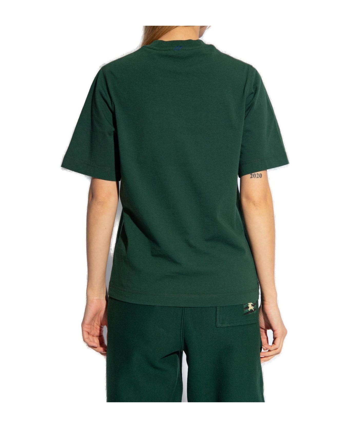 Burberry Logo Patched Crewneck T-shirt - Verde Tシャツ