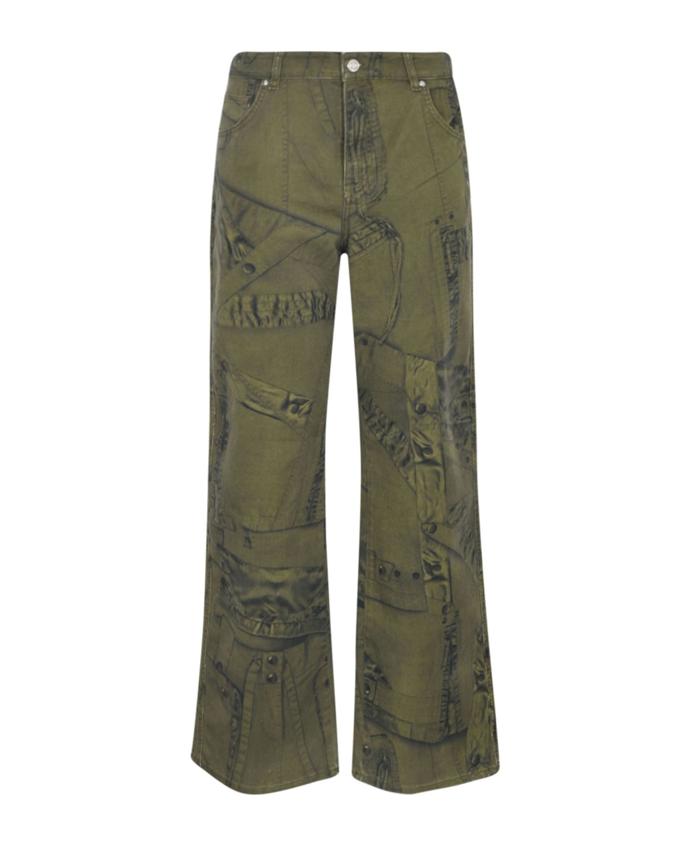 Blumarine Printed Flared Jeans - MILITARE NERO