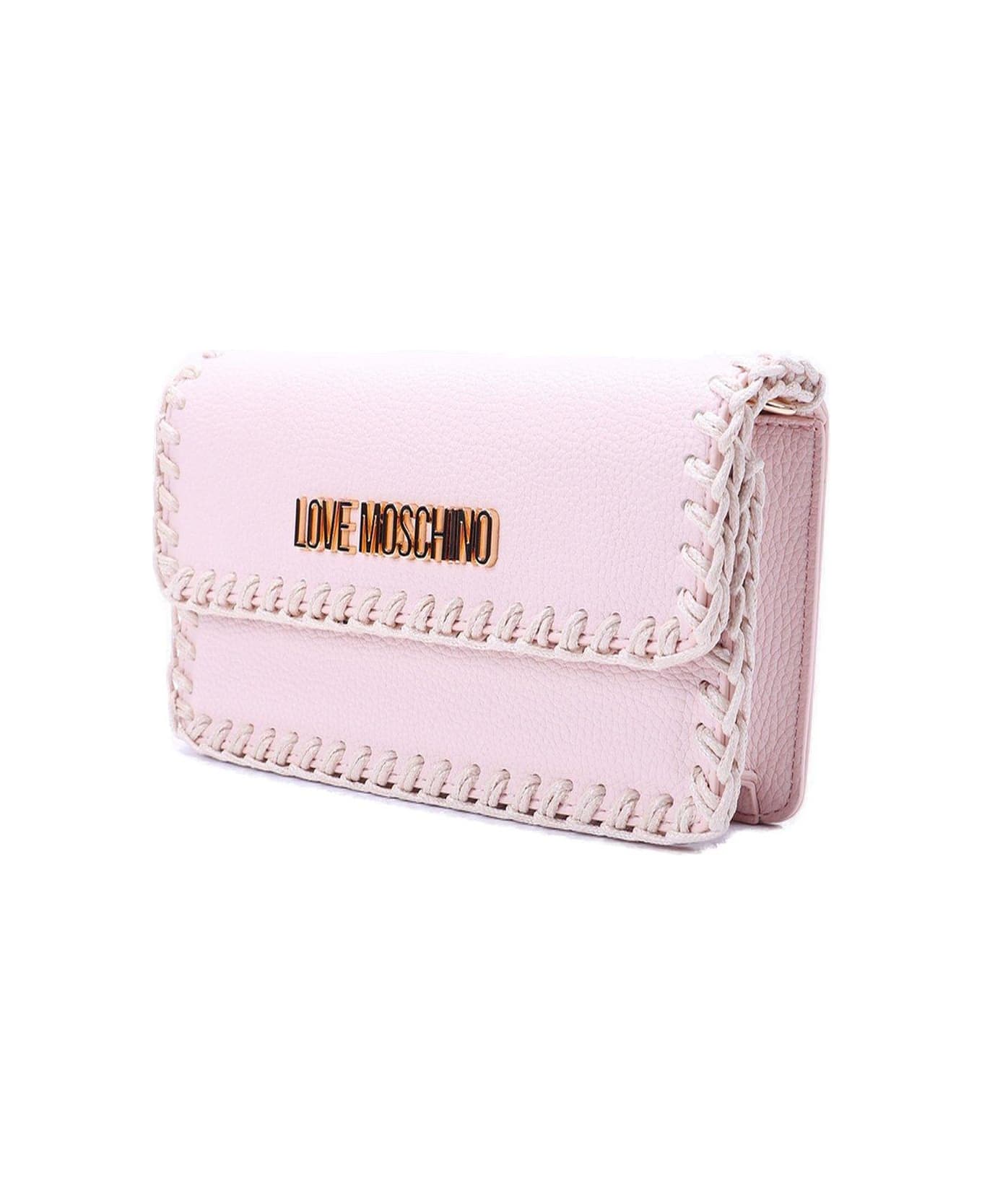 Love Moschino Whipstitch-trim Chain-linked Shoulder Bag - A Rosa