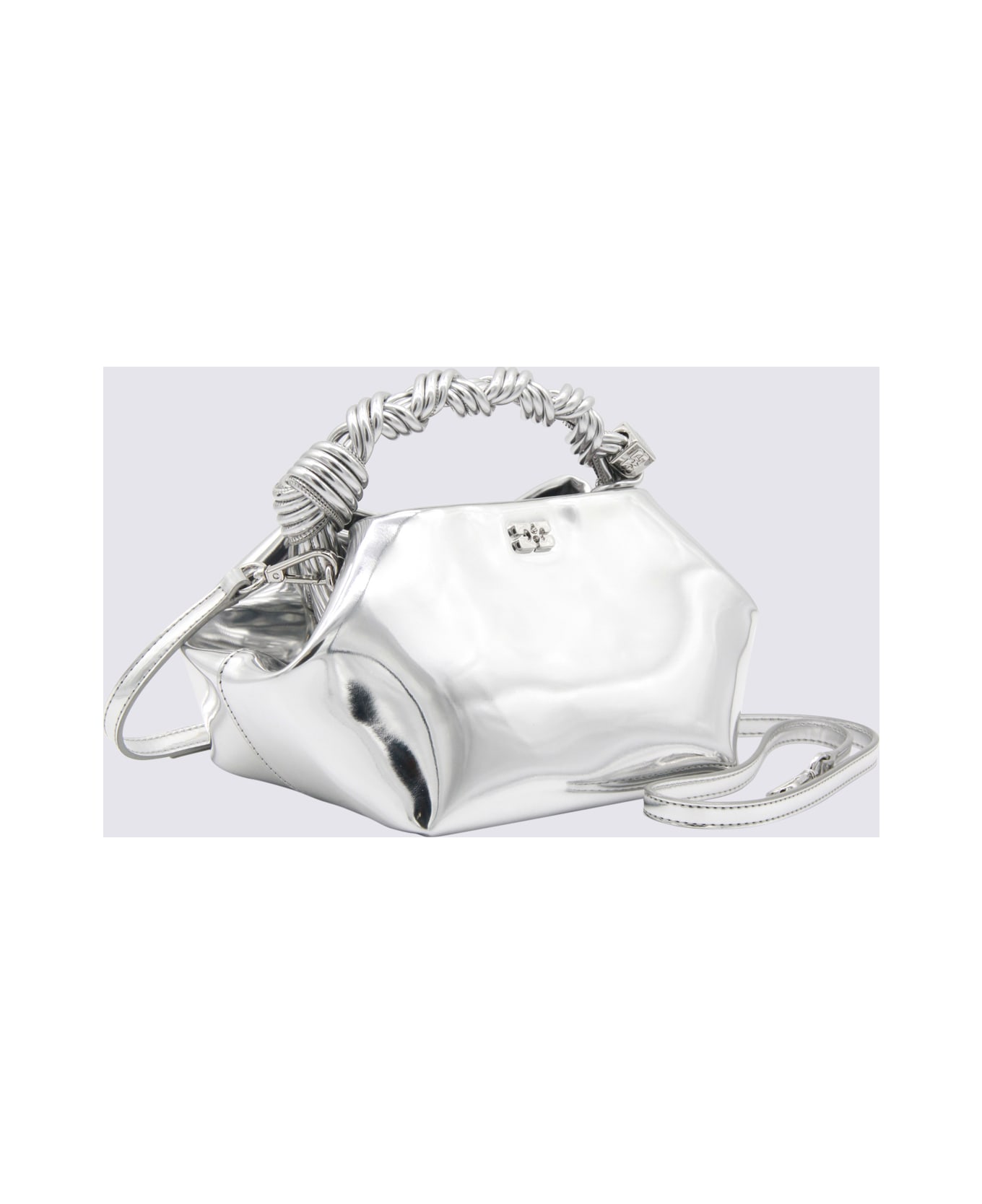 Ganni Silver Top Handle Bag - Silver