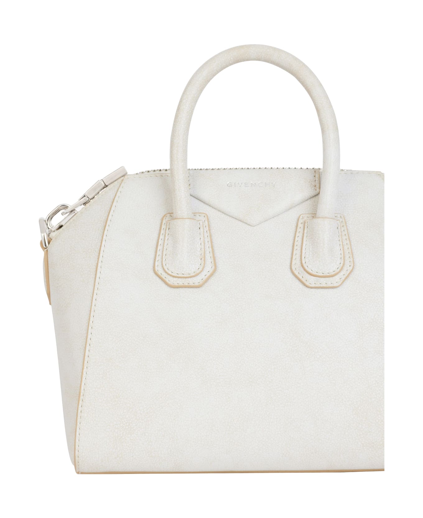 Givenchy Mini Antigona Aged Leather Handbag Ivory