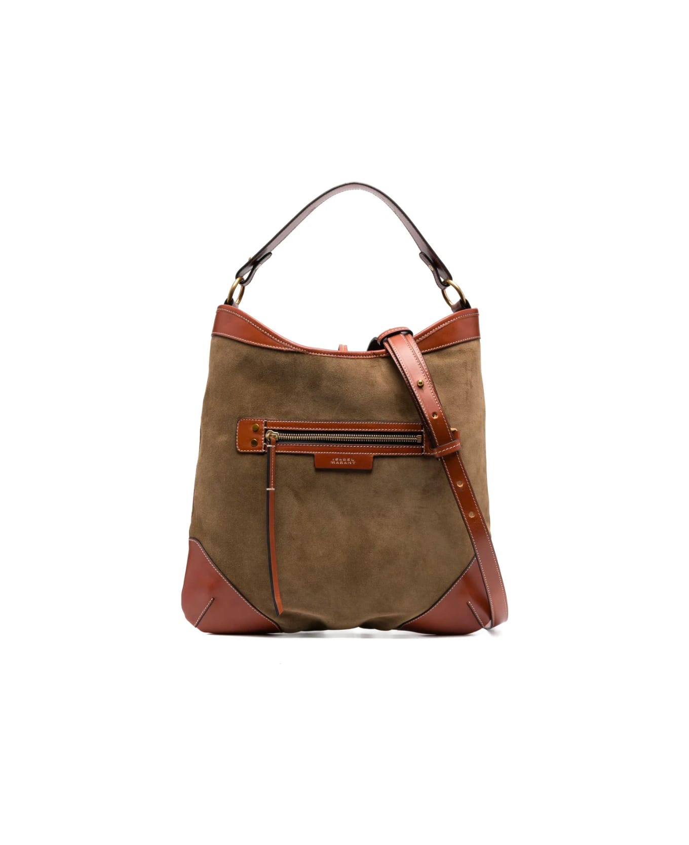 Isabel Marant Botsy Logo Detailed Shoulder Bag - Ki Khaki