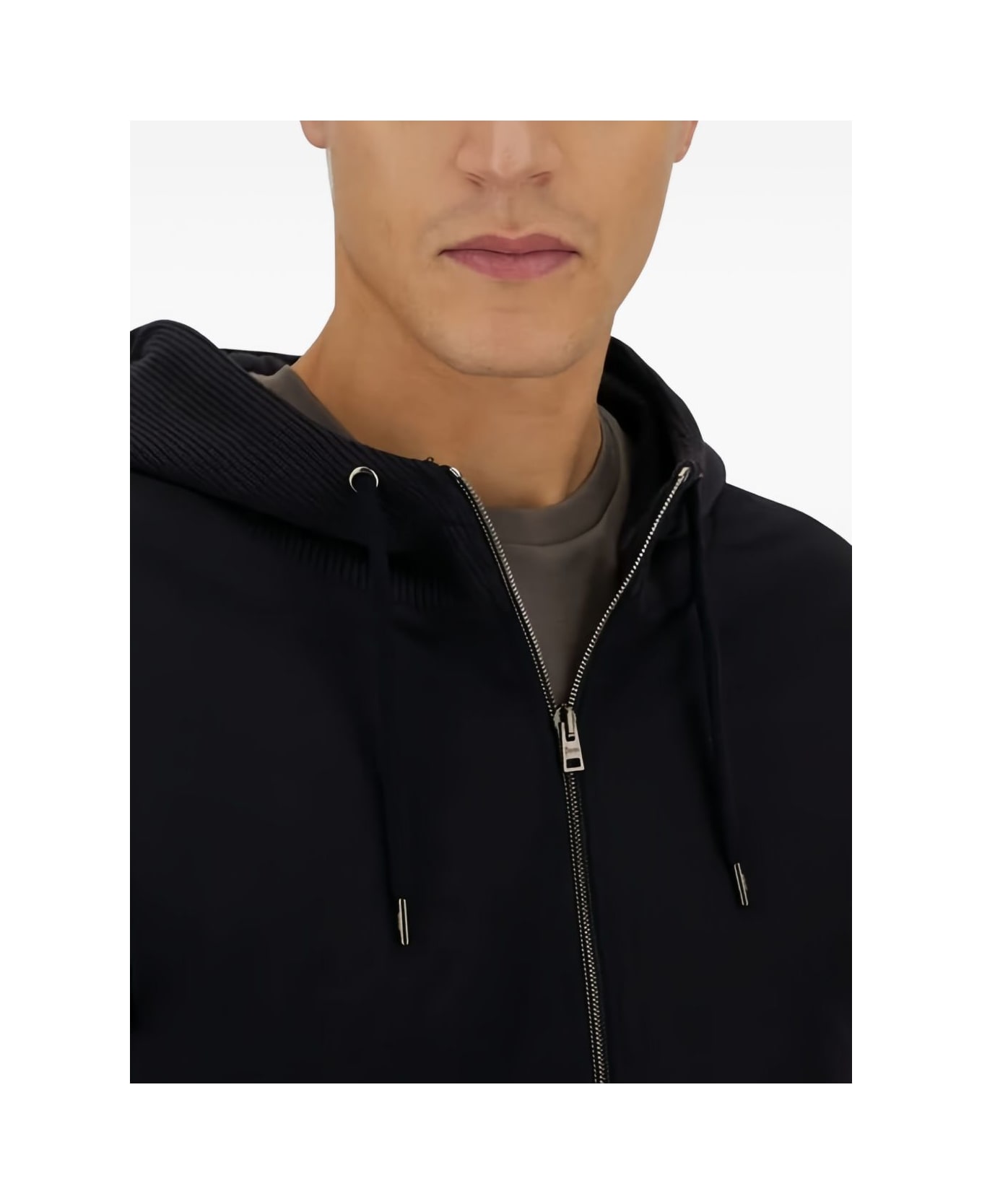 Herno Navy Blue Ribbed Sweatshirt - Blue