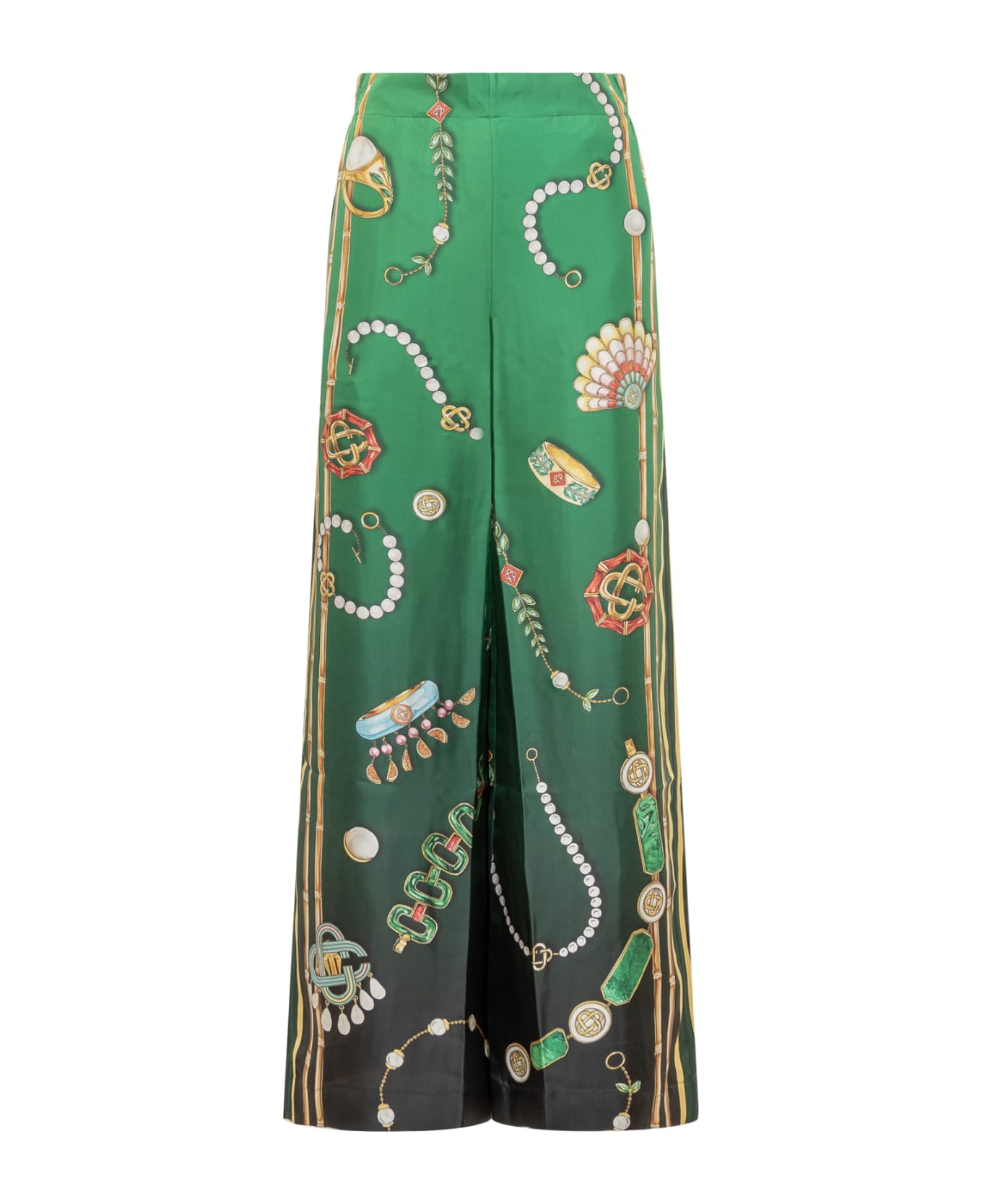 Casablanca Green Silk Trousers - MULTI