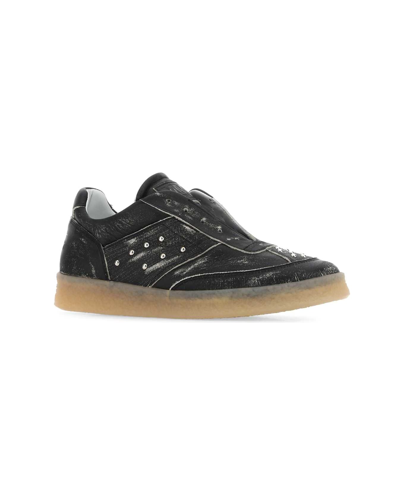 MM6 Maison Margiela Black Leather Sneakers - T8013