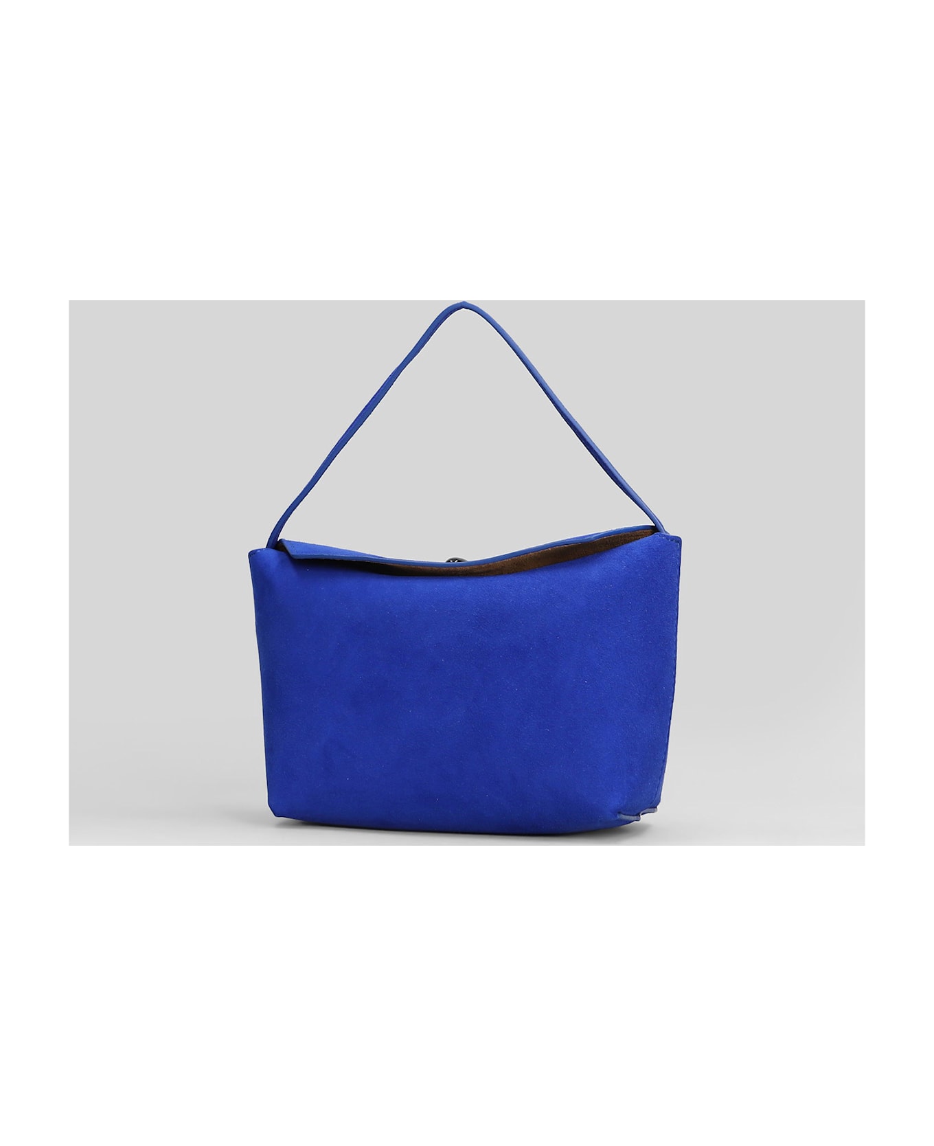 Christopher Esber Turnlock Suede Mini Hand Bag In Blue Suede - blue