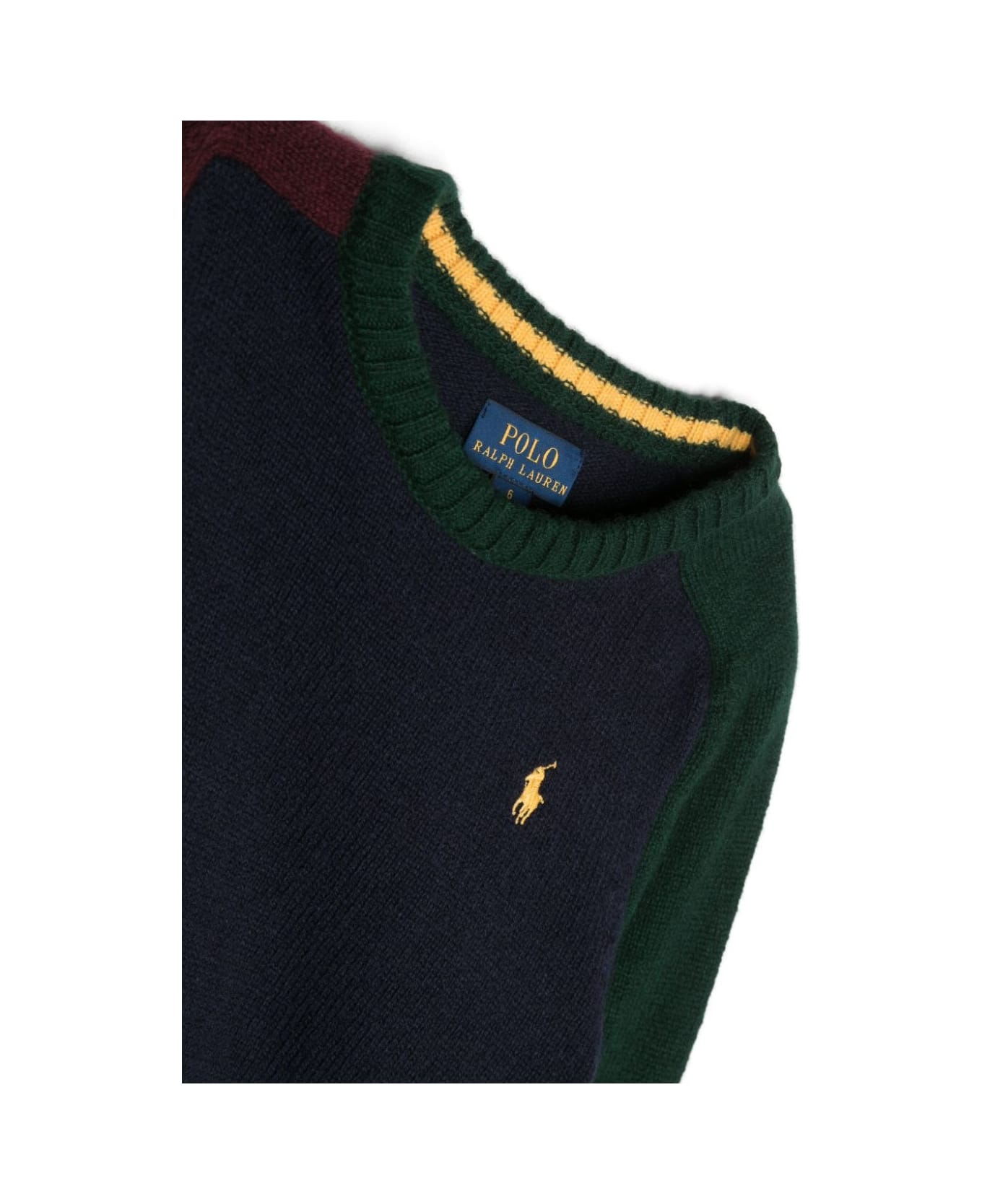 Ralph Lauren Red, Blue And Green Wool And Cashmere Pullover - MULTICOLOR