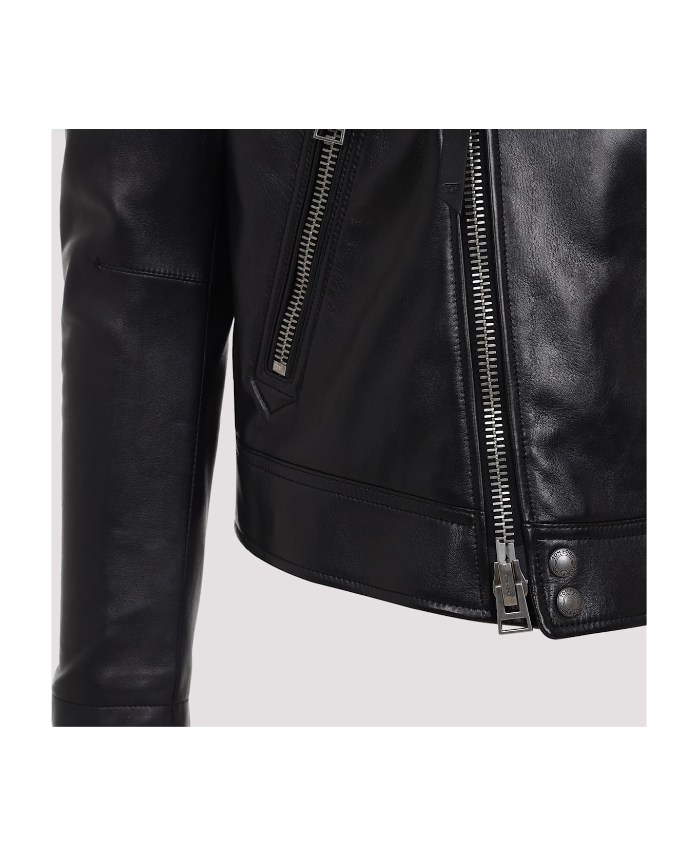 Tom Ford Lamb Leather Biker Jacket - Black