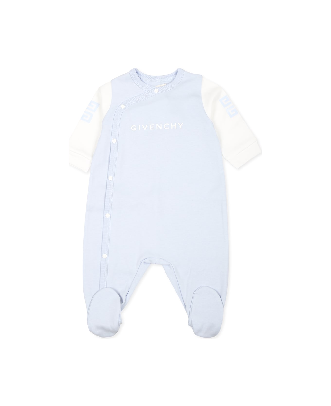 Givenchy Light Blue Babygrow Set For Baby Boy With Logo - Light Blue