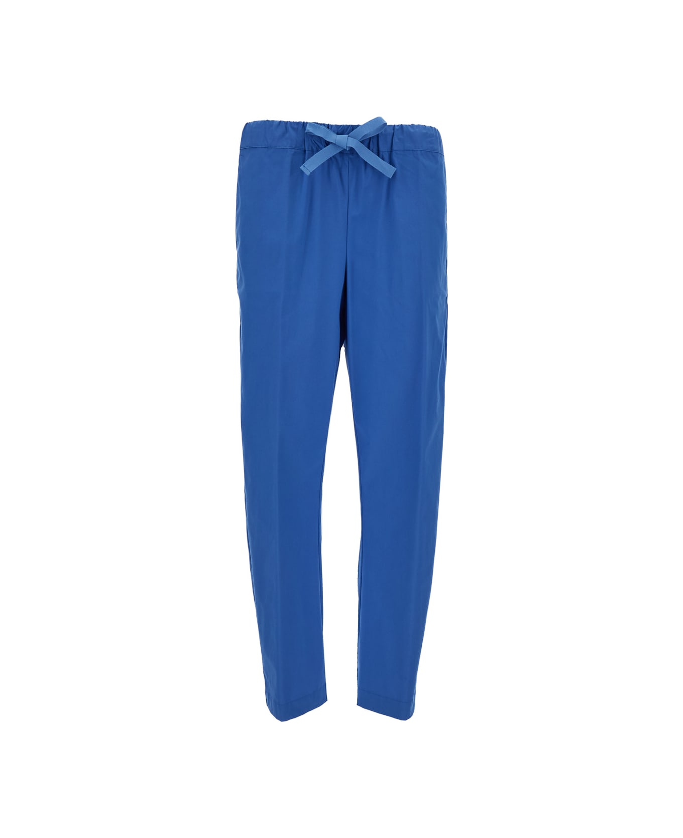 SEMICOUTURE Blue Crop Cut Pants In Cotton Blend Woman - Blu