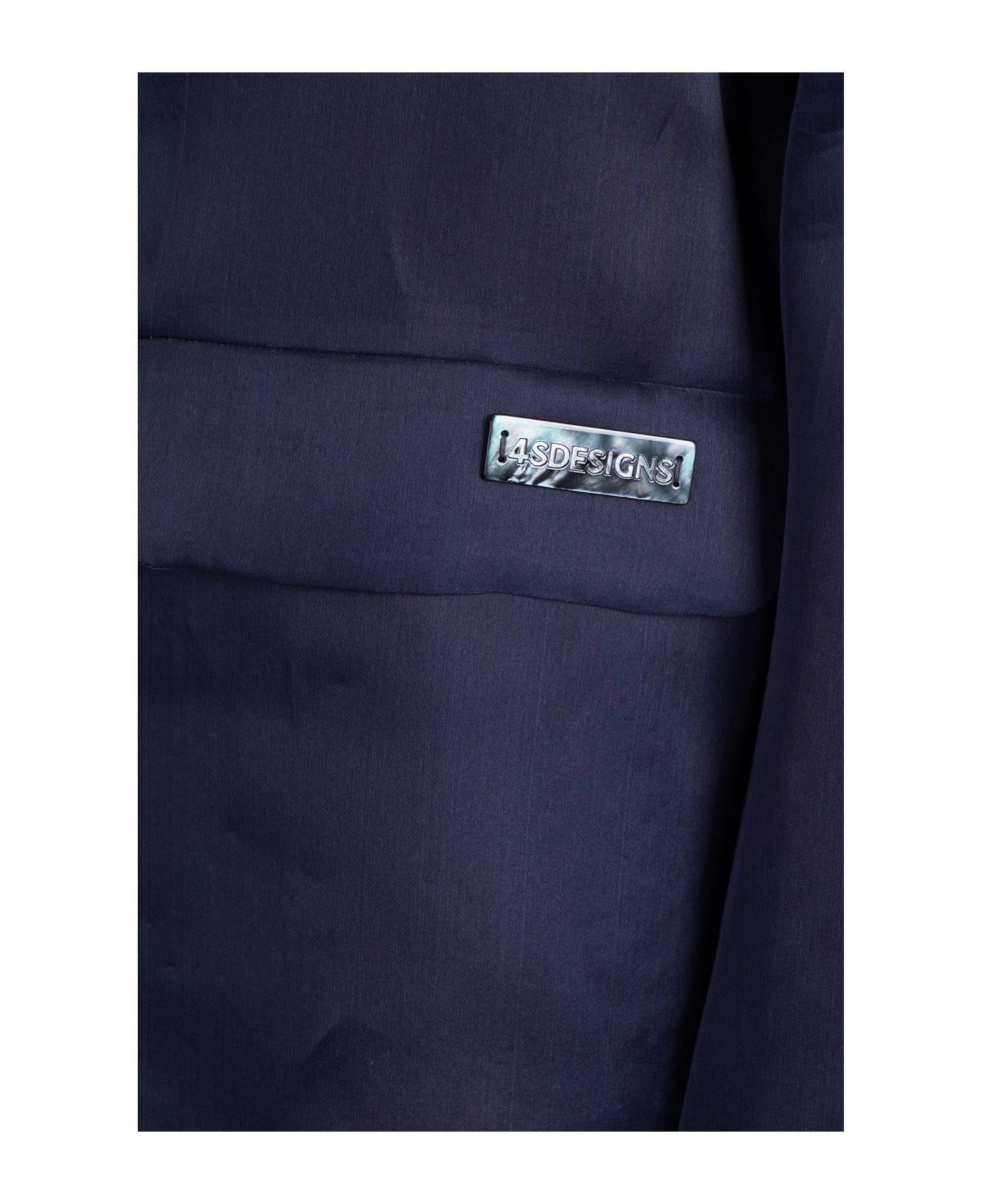 4sdesigns Casual Jacket In Blue Silk - blue