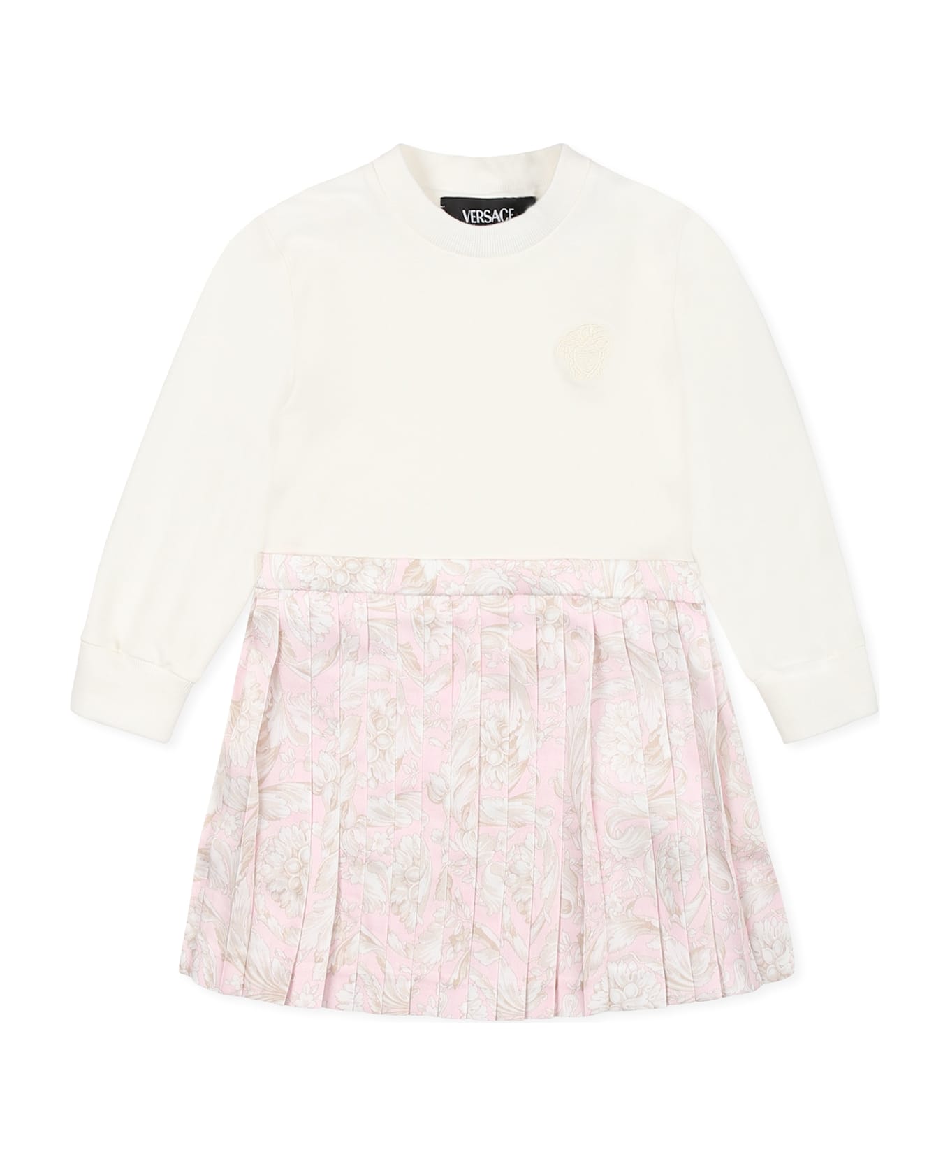 Versace White Dress For Baby Girl With Medusa - White