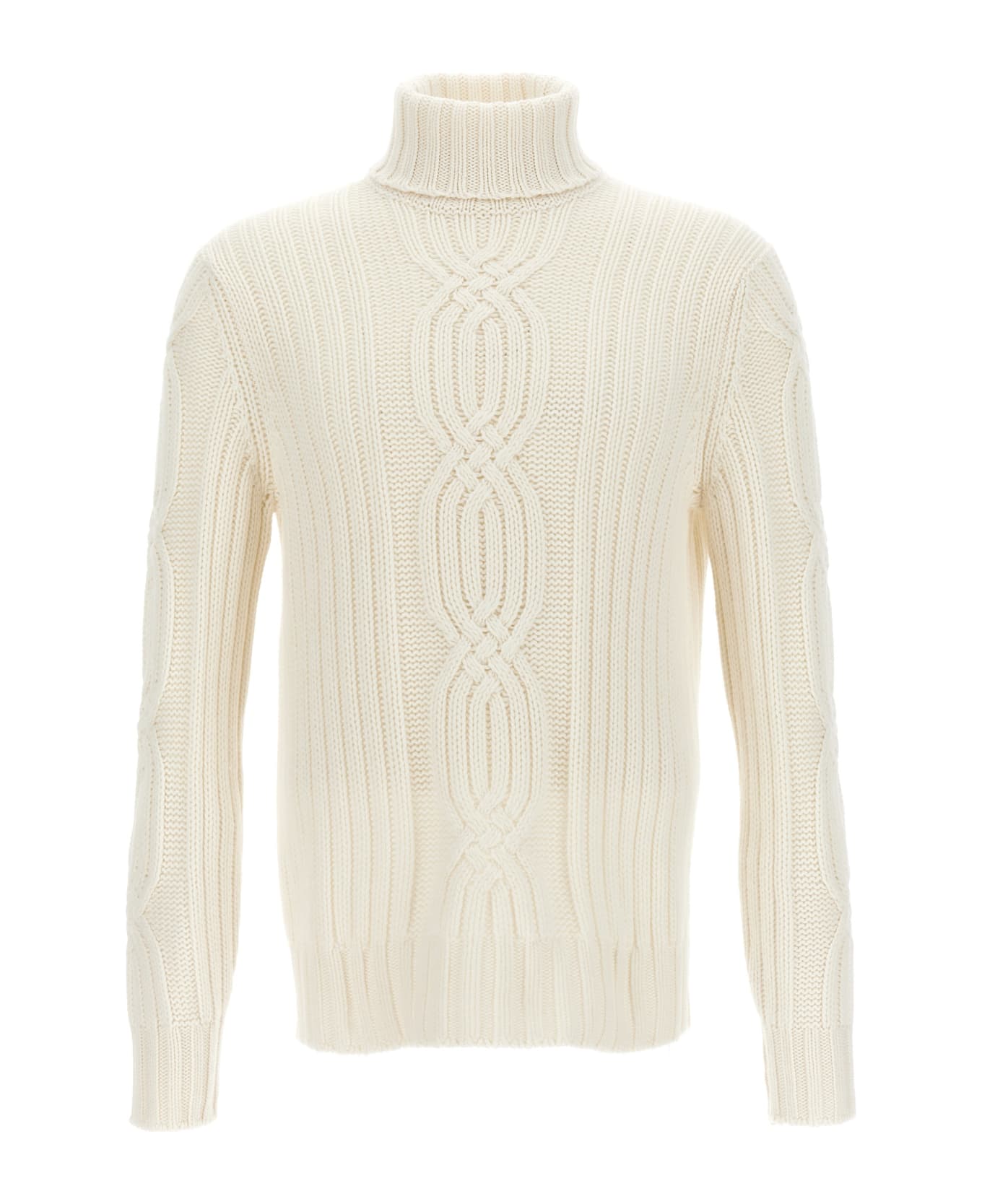 Brunello Cucinelli Braided Cashmere Turtleneck Sweater - Cream ニットウェア