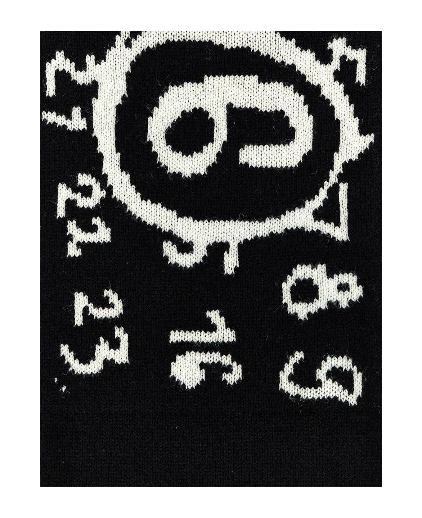MM6 Maison Margiela Logo Intarsia-knit Distressed Scarf