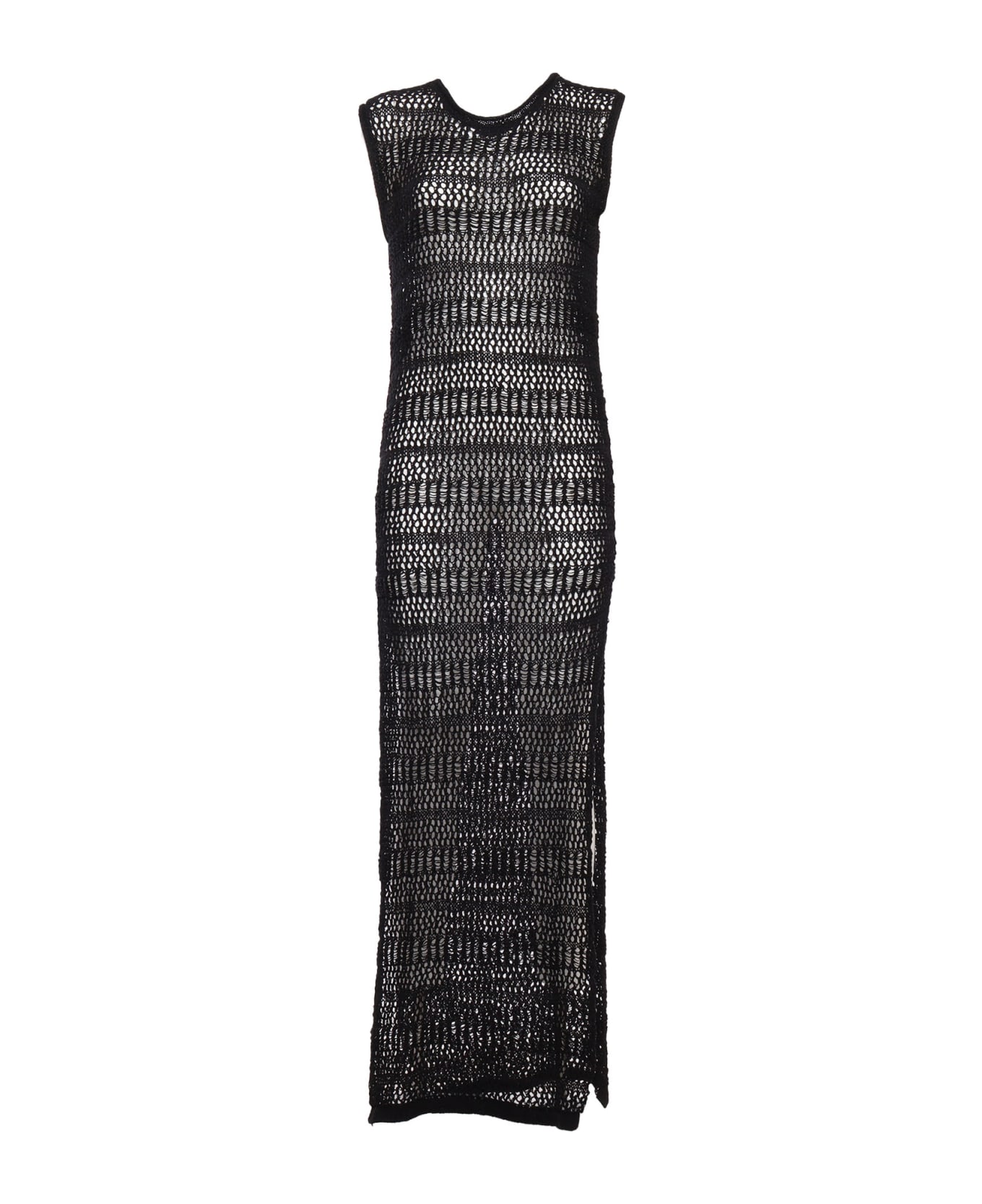 Parosh Long Black Dress - BLACK ニットウェア