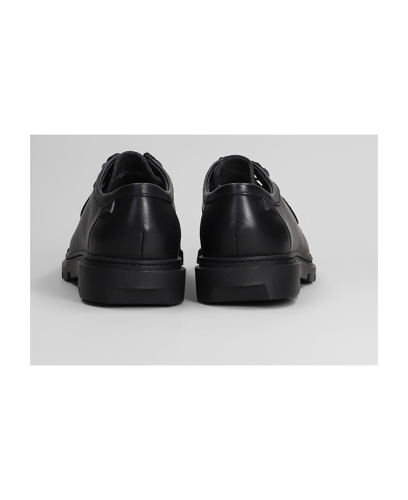 Camper Junction Lace Up Shoes In Black Leather - black