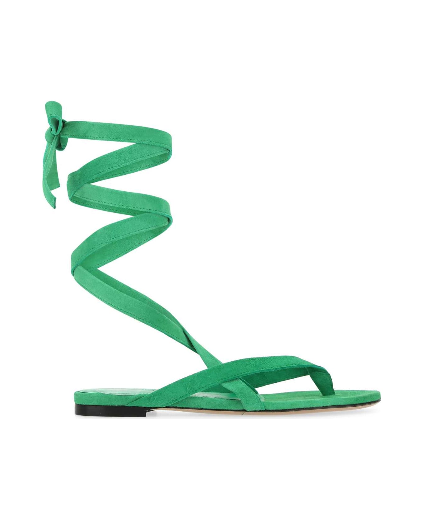 The Attico Grass Green Suede Beth Thong Sandals - 028