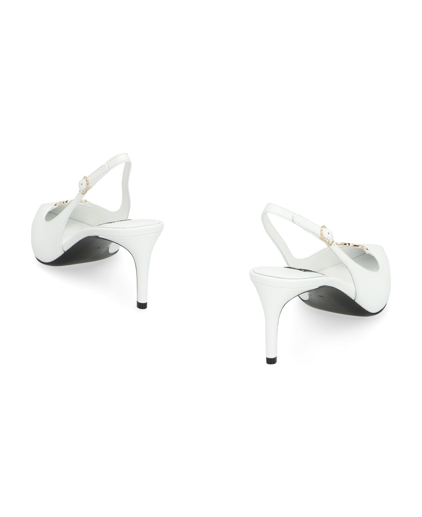 Dolce & Gabbana Lollo Leather Slingback Pumps - White