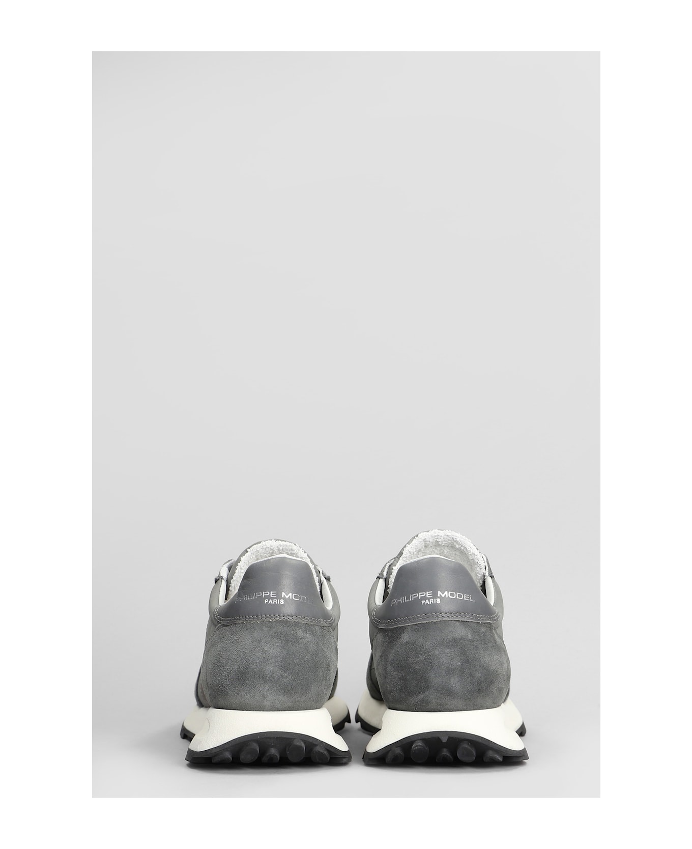 Philippe Model Tour Low Sneakers In Grey Suede And Fabric - grey