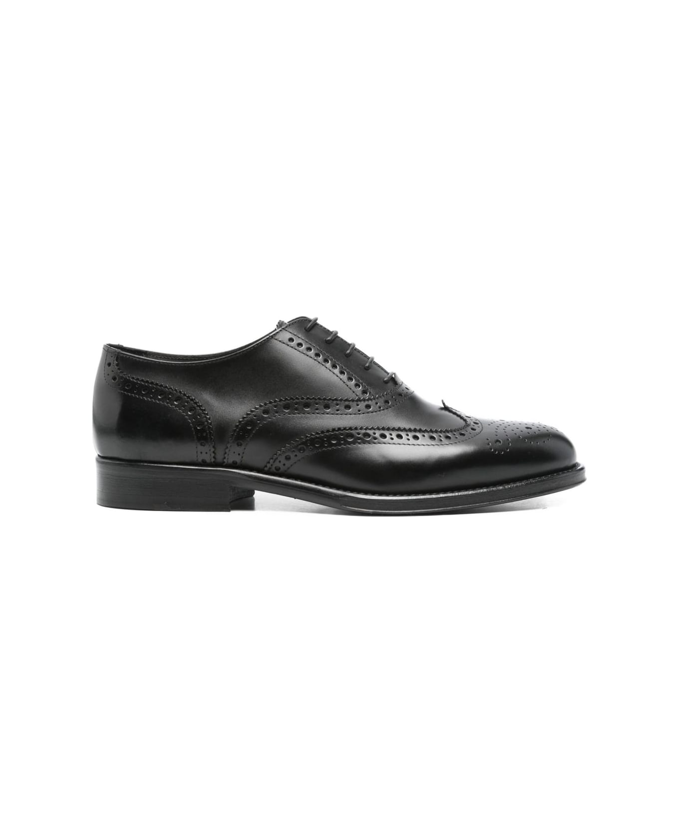 Corneliani Black Leather Brogue Lace-ups - Black