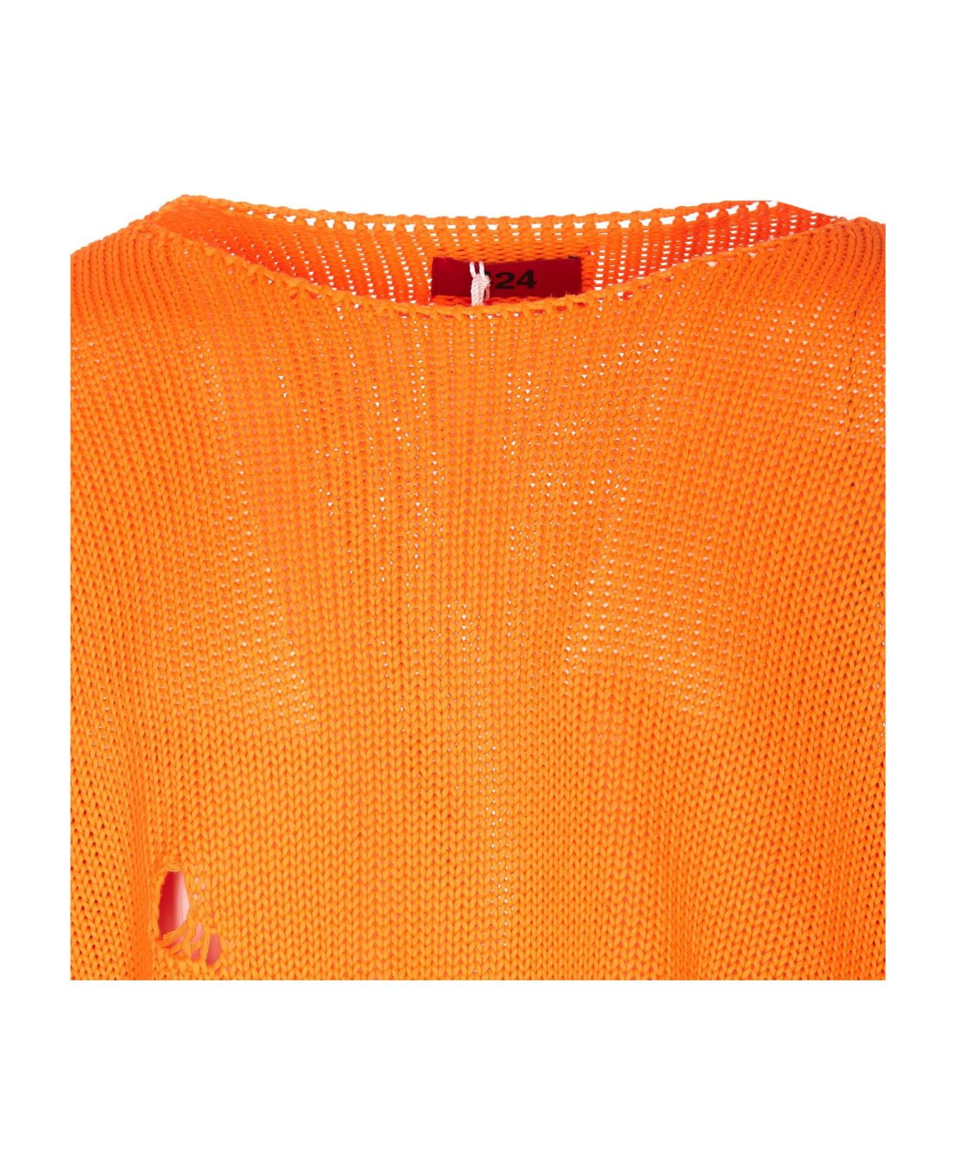 FourTwoFour on Fairfax Distressed Sweater - Orange